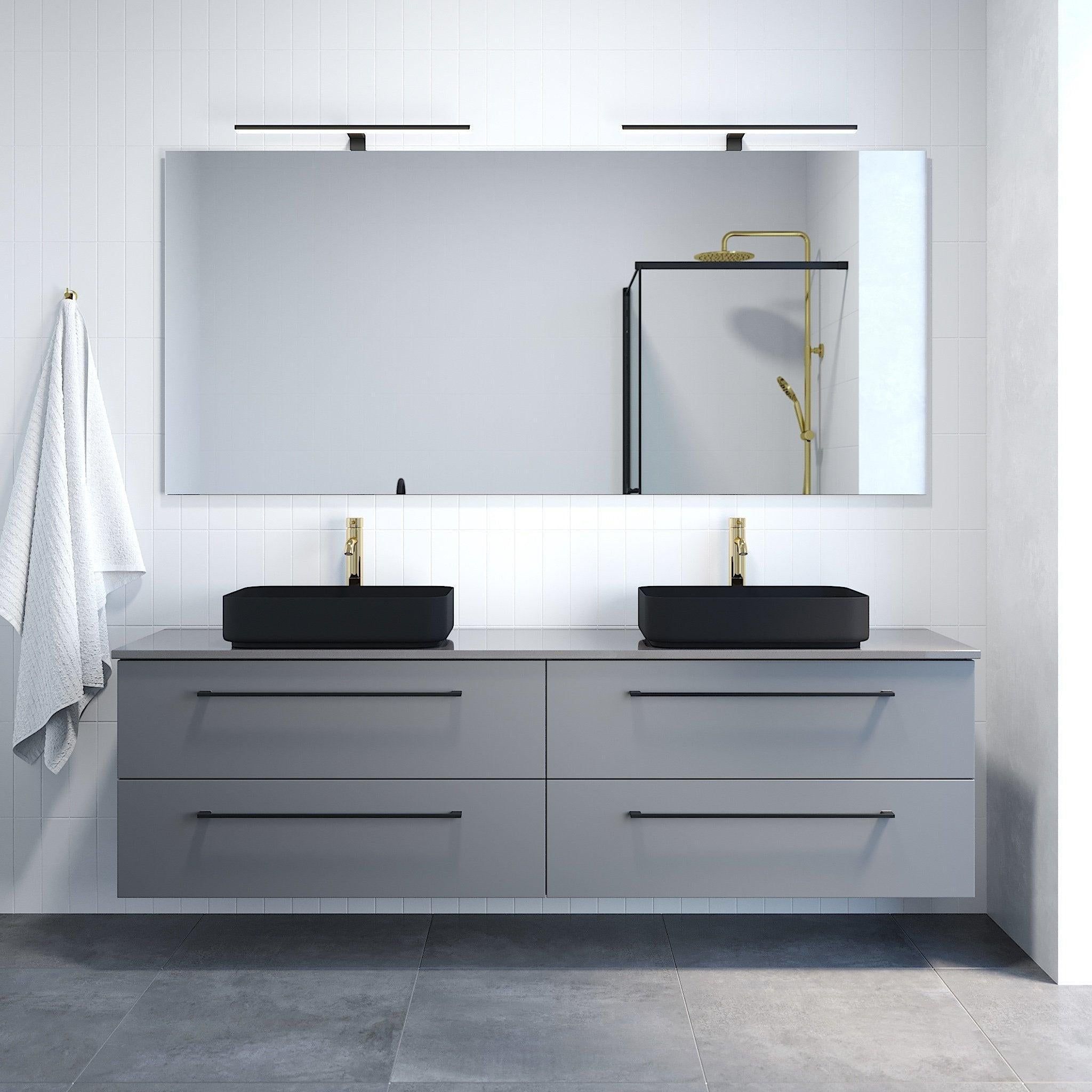 Countertop for bathroom furniture - 81.4x46.3x2 cm - quartz stone - gray - Steinkjer - MASTERSTORE - 8594175641349 - Countertops - 06-080-20-03-00 - 8594175641349