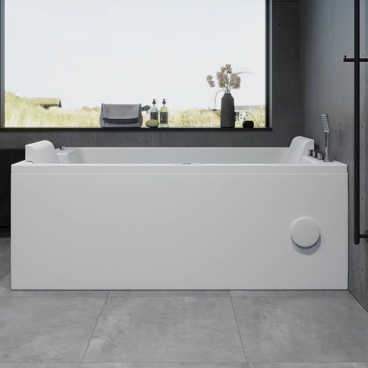 Rectangular whirlpool bathtub - air and hydromassage - 170x100x65 cm - "face - to - face" - with heat - white - Skibstrup - MASTERSTORE - 8594175641899 - Whirpool Bathtub - 12-170-19-11-00 - 8594175641899