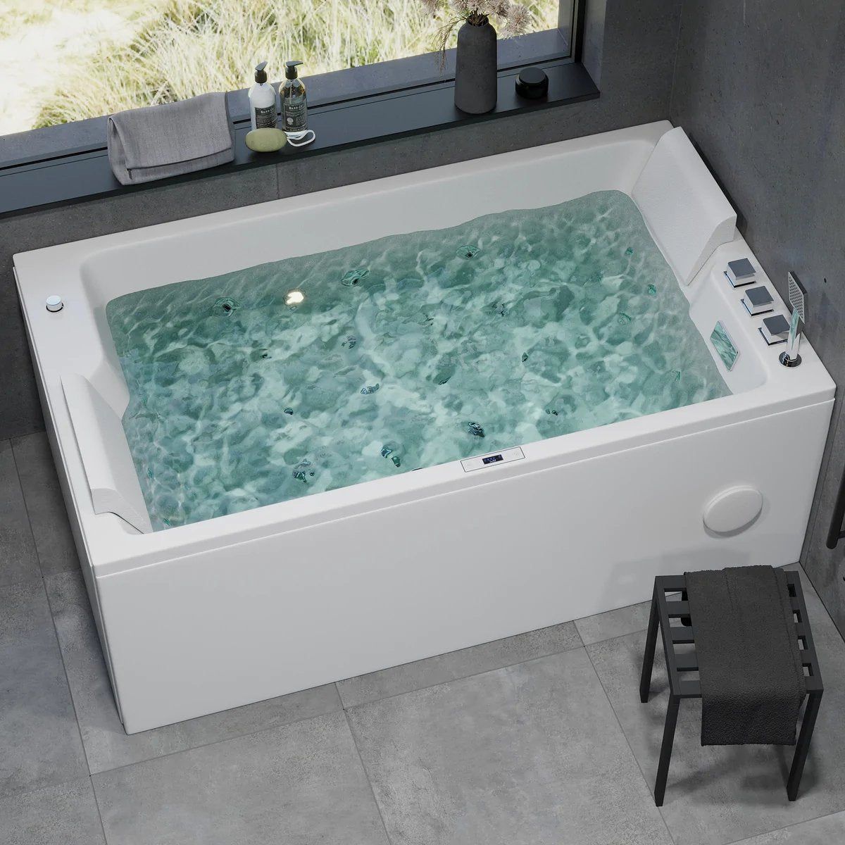 Rektangulärt bubbelbadkar - luft - och vattenmassage - 170x100x65 cm - "ansikte mot ansikte" - med värme - vit - Skibstrup - Bubbelbadkar - Rectangular whirlpool bathtub - air and hydromassage - 170x100x65 cm - "face - to - face" - with heat - white - Skibstrup - MASTERSTORE - 8594175641899 - Whirpool Bathtub - 12 - 170 - 19 - 11 - 00 - 8594175641899 -