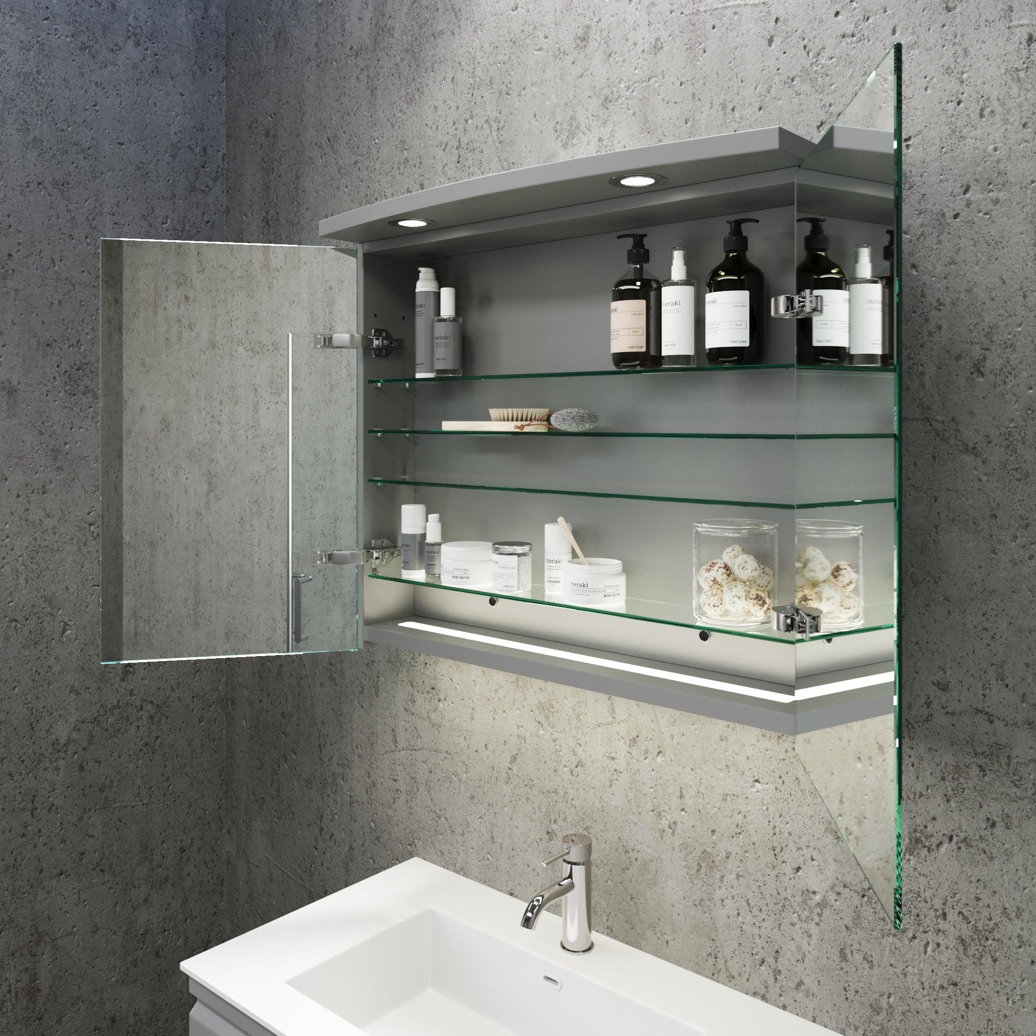 Fredrikstad, Mirror Cabinet, Grey Mat - 100 cm - MASTERSTORE - 8594175642827 - Mirror Cabinet - 02 - 100 - 01 - 03 - 00 - 8594175642827