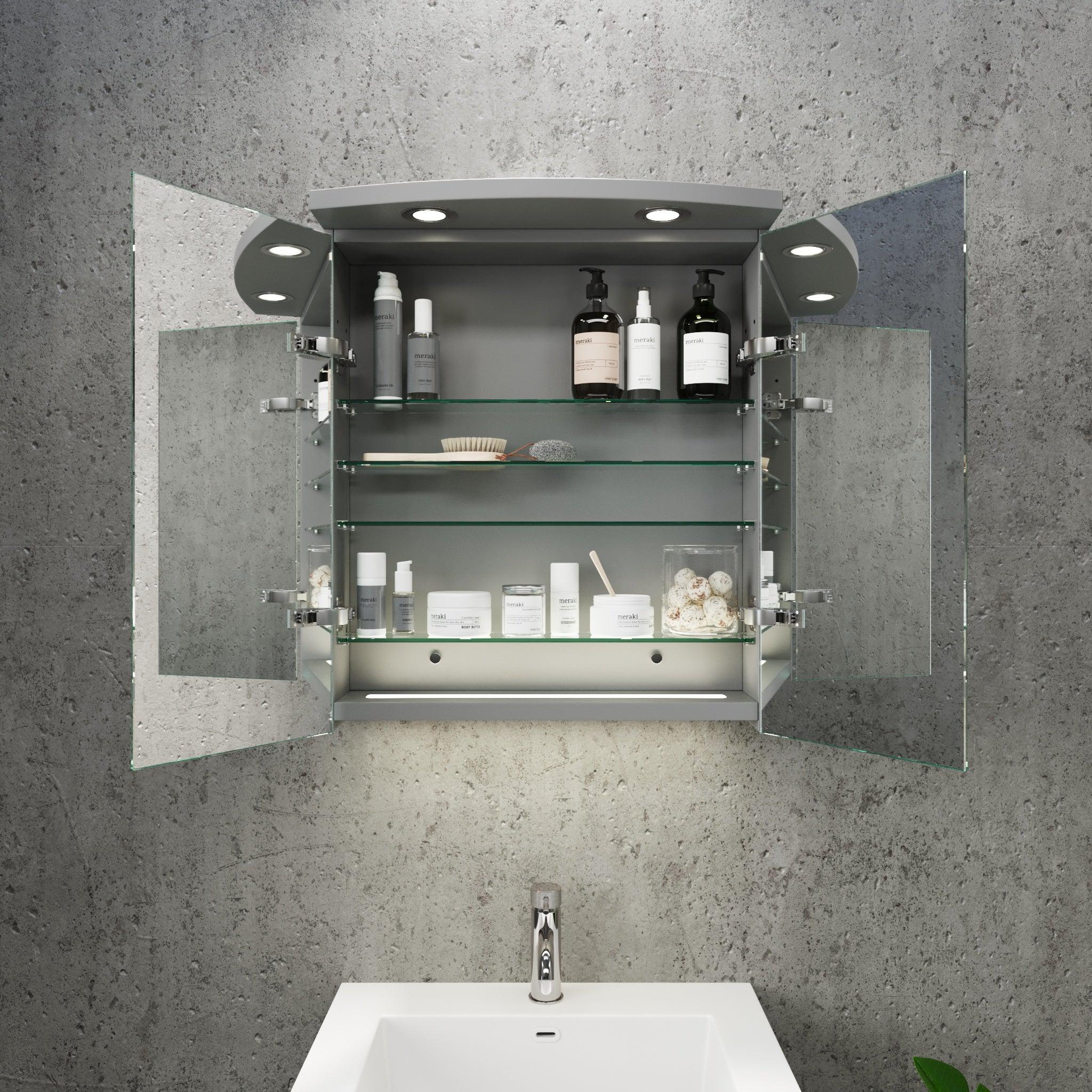 Fredrikstad, Mirror Cabinet, Grey Mat - 100 cm - MASTERSTORE - 8594175642827 - Mirror Cabinet - 02 - 100 - 01 - 03 - 00 - 8594175642827