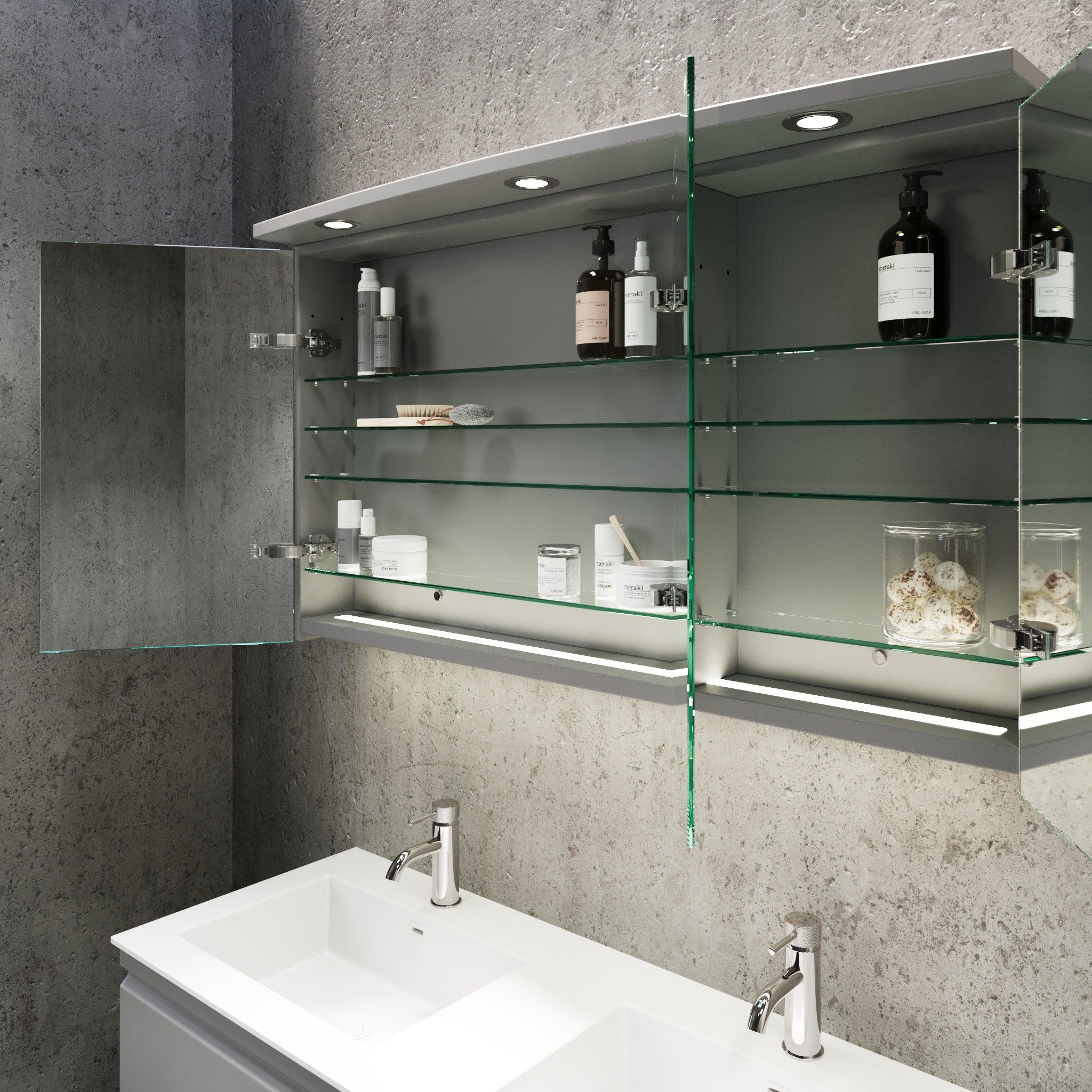 Fredrikstad, Mirror Cabinet, Grey Mat - 100 cm - MASTERSTORE - 8594175642827 - Mirror Cabinet - 02 - 100 - 01 - 03 - 00 - 8594175642827