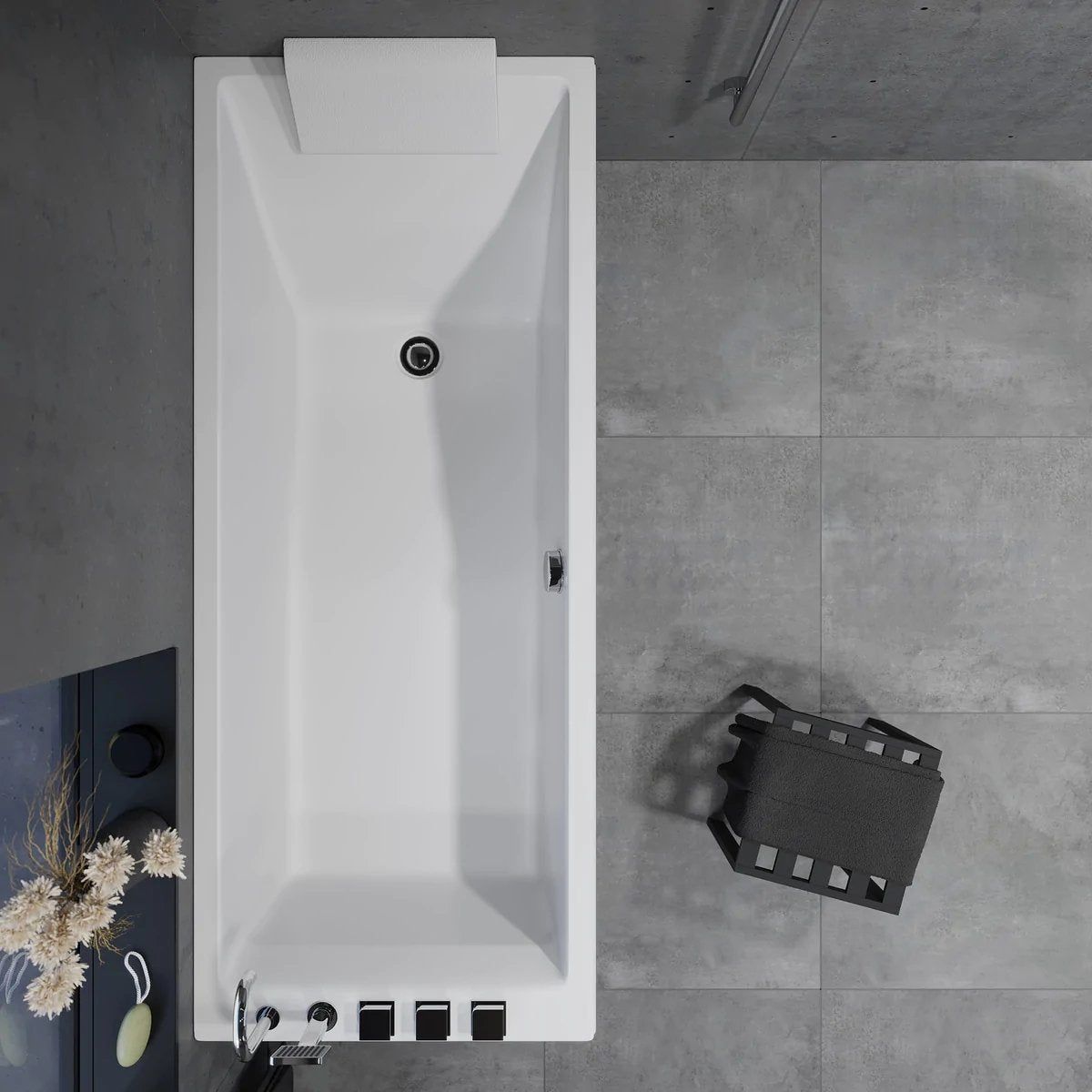 Rectangular acrylic bathtub - 160x70x65 cm - with legsystem, waste and overflow - white - Svaneke - MASTERSTORE - 8594175642988 - Built - in Bathtubs - 11-160-02-11-00 - 8594175642988