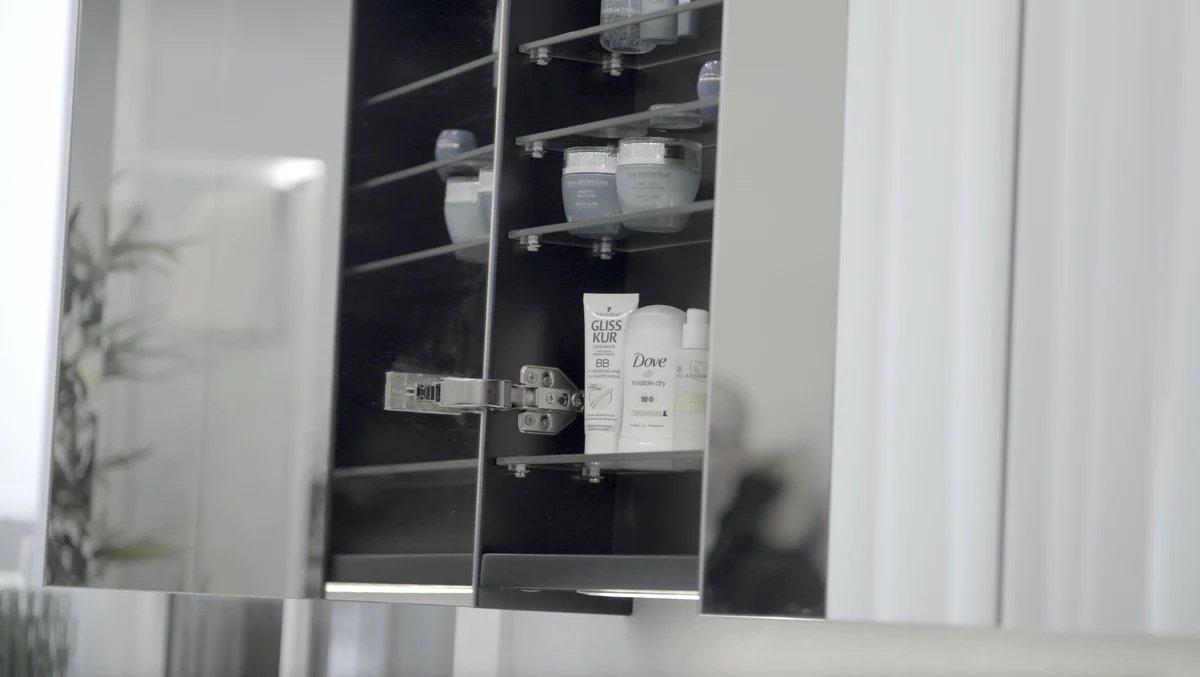 Fredrikstad Spegelskåp med LED belysning, Rund, Svart Matt