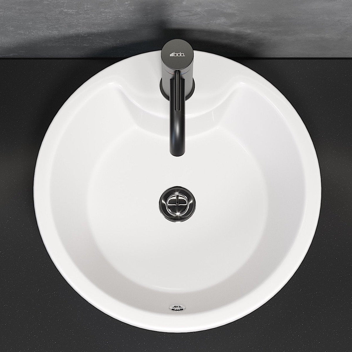 Fristående rund tvättställsskål - Ø40x16,4 cm - sanitetsPorslin - vit - Drammen