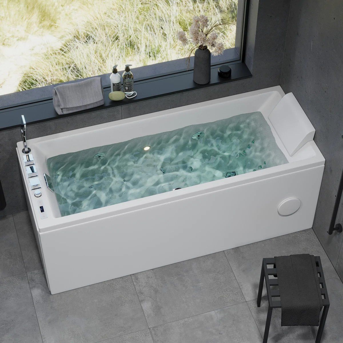 Rectangular whirlpool bathtub - air and hydromassage - 160x70x65 cm - with heating - white - Svaneke - MASTERSTORE - 8594175644012 - Whirpool Bathtub - 12-160-06-11-00 - 8594175644012