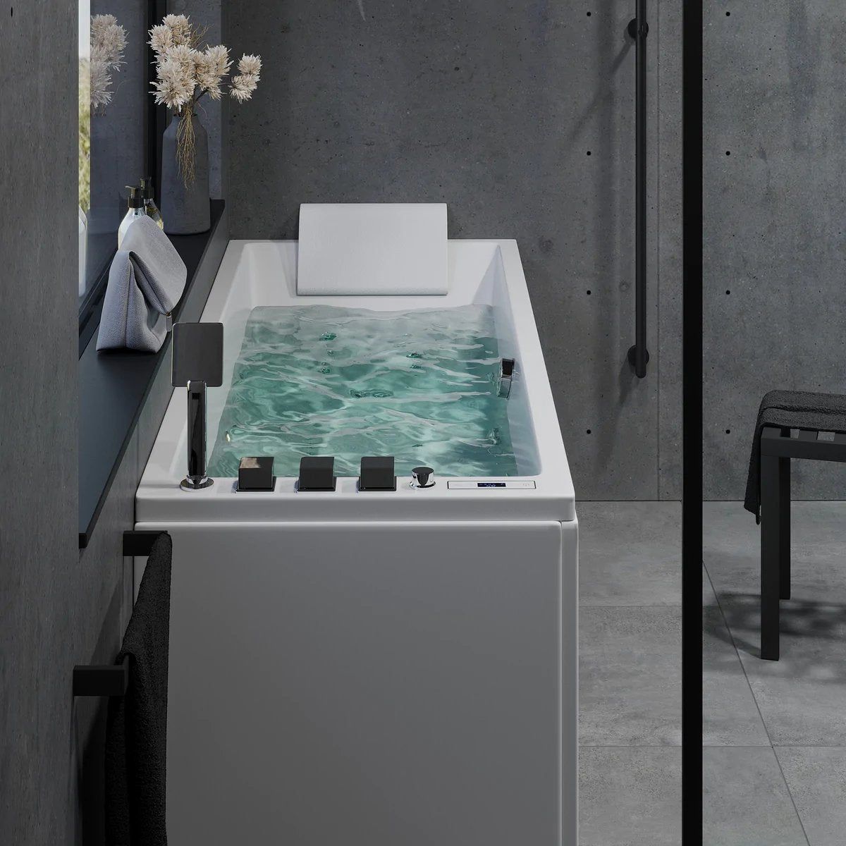 Rectangular whirlpool bathtub - air and hydromassage - 160x70x65 cm - with heating - white - Svaneke - MASTERSTORE - 8594175644012 - Whirpool Bathtub - 12-160-06-11-00 - 8594175644012