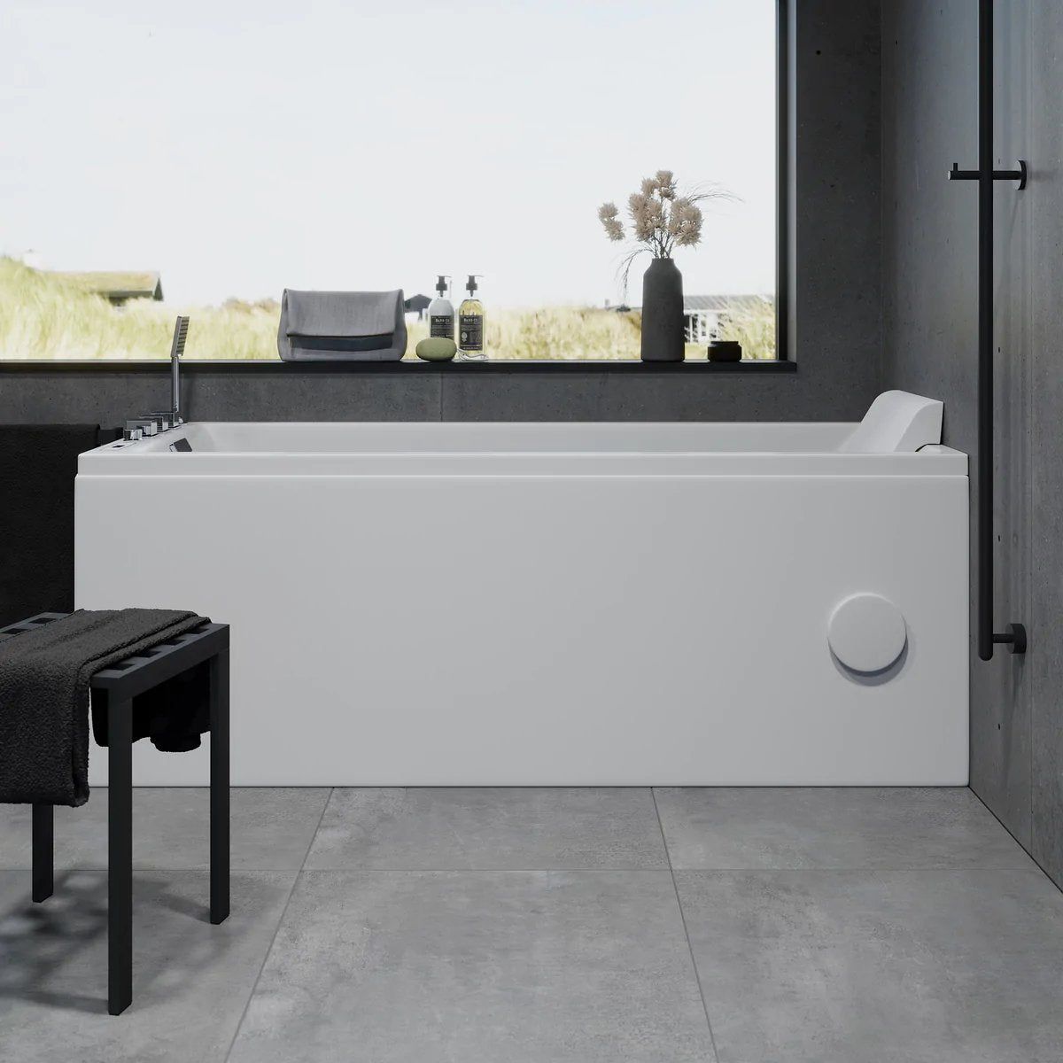 Rectangular whirlpool bathtub - air and hydromassage - 160x70x65 cm - with heating - white - Svaneke - MASTERSTORE - 8594175644012 - Whirpool Bathtub - 12-160-06-11-00 - 8594175644012