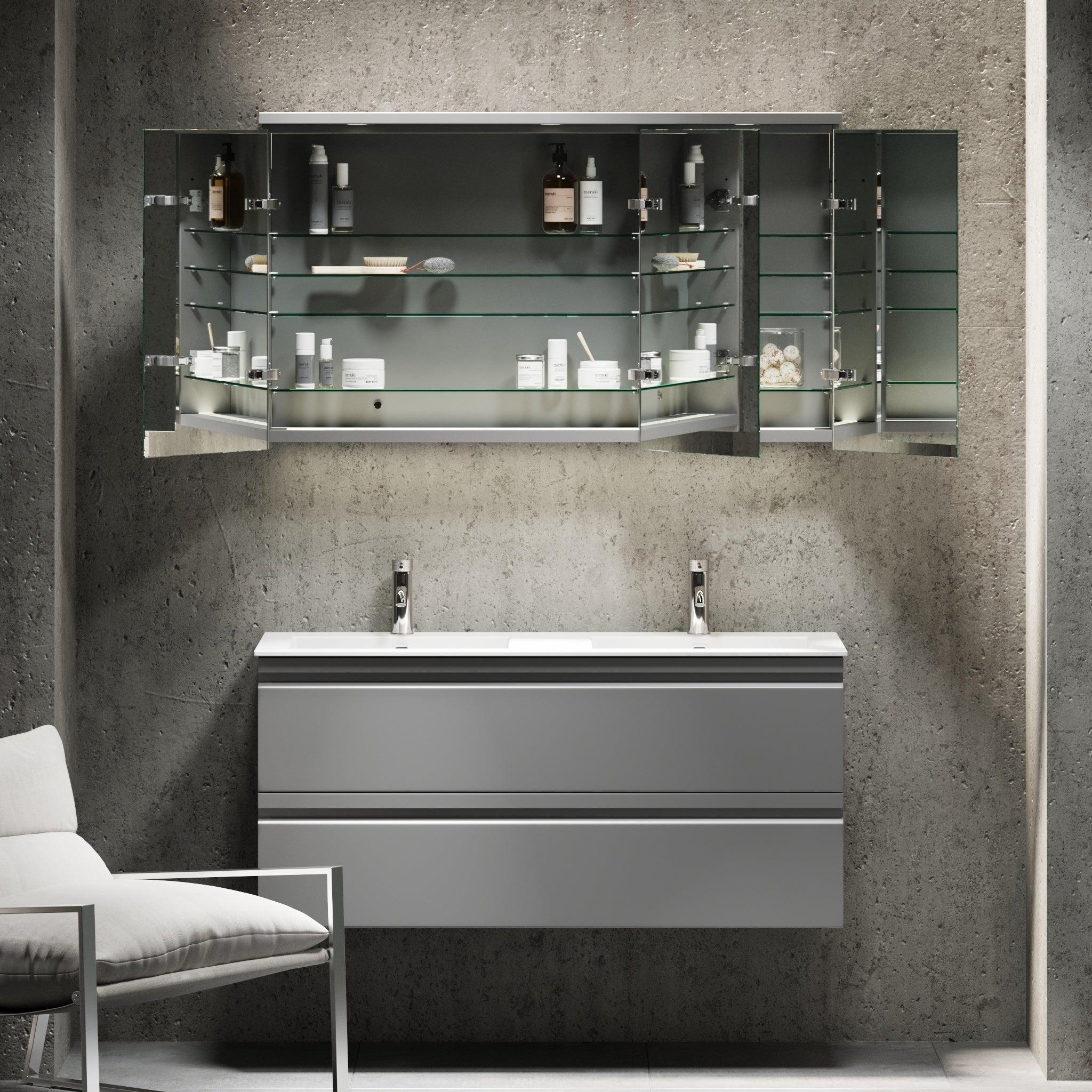 Fredrikstad, Mirror Cabinet, Grey Mat - 60 cm - MASTERSTORE - 8594175645262 - Mirror Cabinet - 02 - 060 - 01 - 03 - 00 - 8594175645262