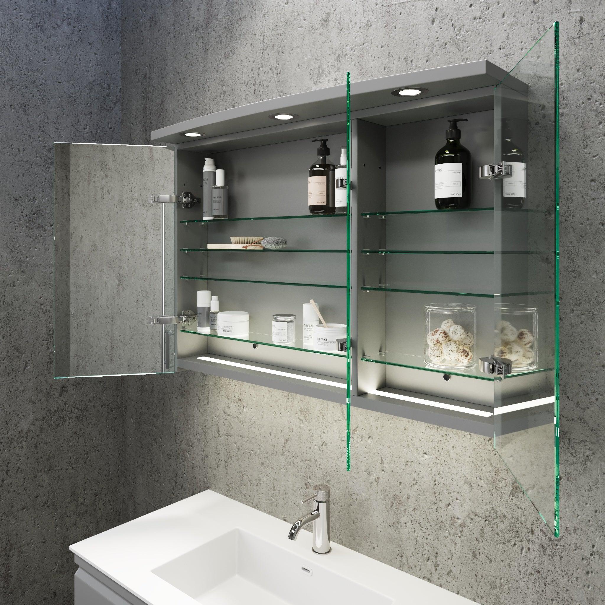 Fredrikstad, Mirror Cabinet, Grey Mat - 60 cm - MASTERSTORE - 8594175645262 - Mirror Cabinet - 02 - 060 - 01 - 03 - 00 - 8594175645262