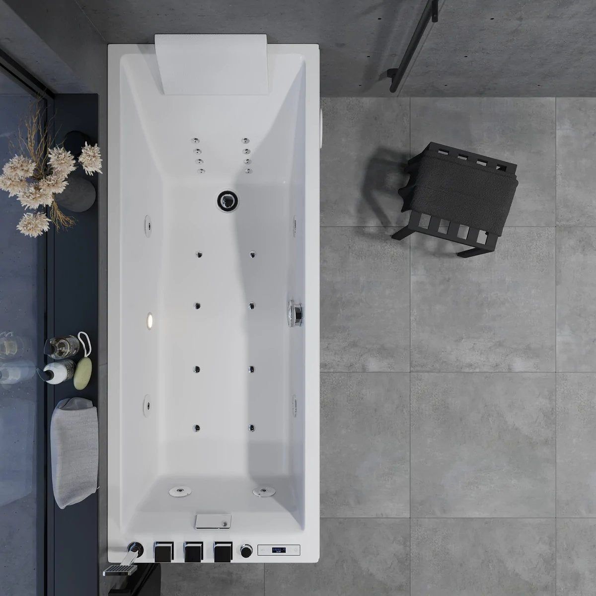 Rectangular whirlpool bathtub - air and hydromassage - 170x70x65 cm - with heating - white - Svaneke - MASTERSTORE - 8594175646146 - Whirpool Bathtub - 12-170-06-11-00 - 8594175646146