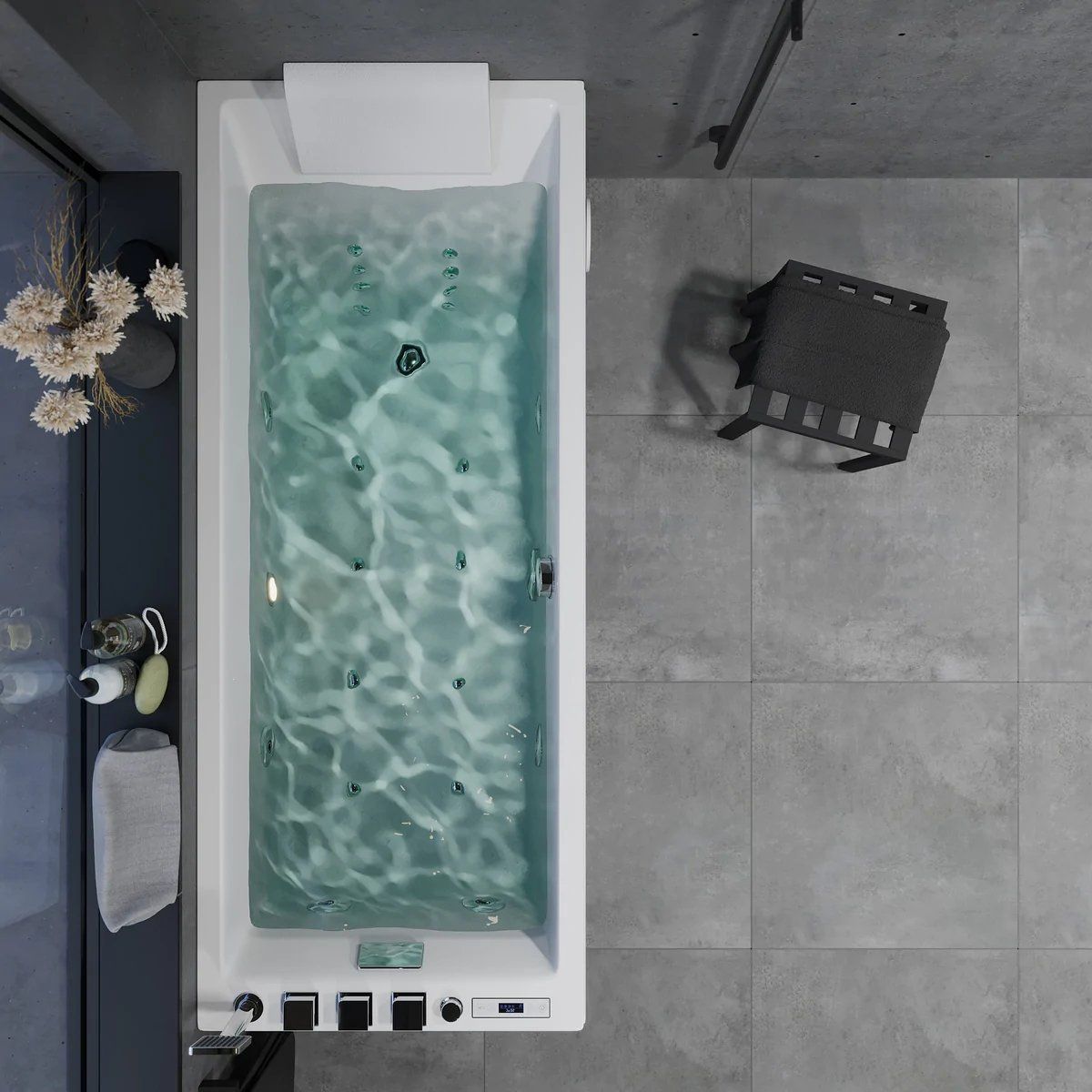 Rectangular whirlpool bathtub - air and hydromassage - 170x70x65 cm - with heating - white - Svaneke - MASTERSTORE - 8594175646146 - Whirpool Bathtub - 12-170-06-11-00 - 8594175646146