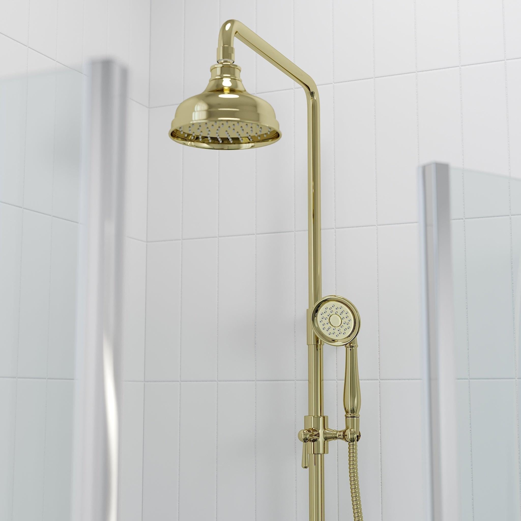 Retro duschset med tak - och handdusch - blank mässing - Ærøskøbing - Takduschset - Ærøskøbing, Shower Tube Set, Brass - 15 cm - MASTERSTORE - 8595677102444 - Shower Tube Set - 31 - 120 - 04 - 64 - 00 - 8595677102444 -