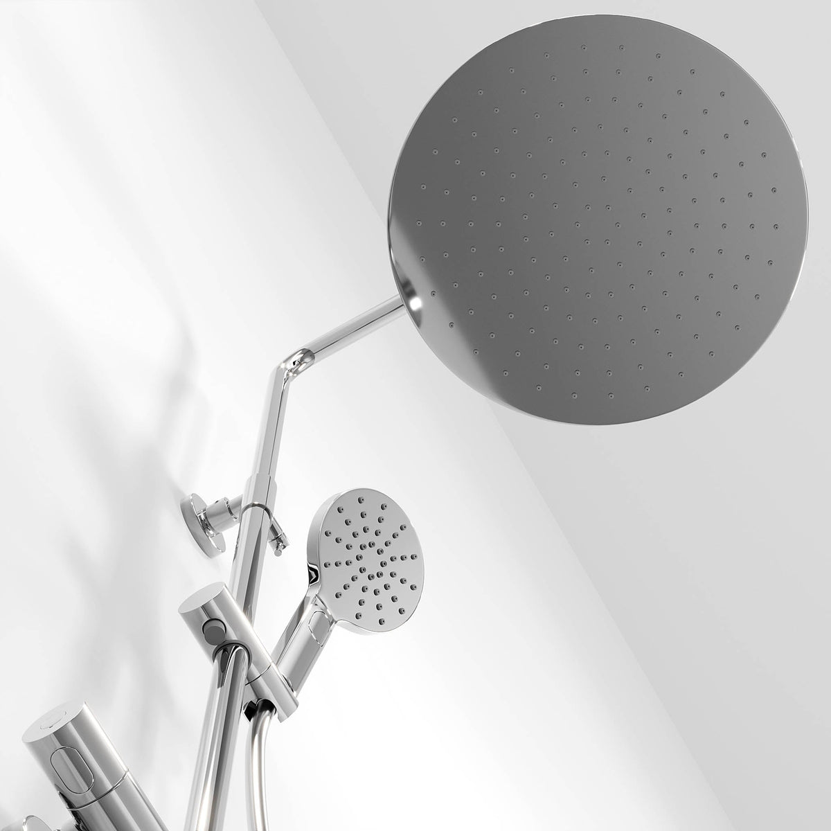 Shower system with thermostatic mixer 150mm C/C - Ø400 mm overhead shower, hand shower - chrome - Dragør - MASTERSTORE - 8595677102956 - Showersystem - 31-120-13-60-00 - 8595677102956