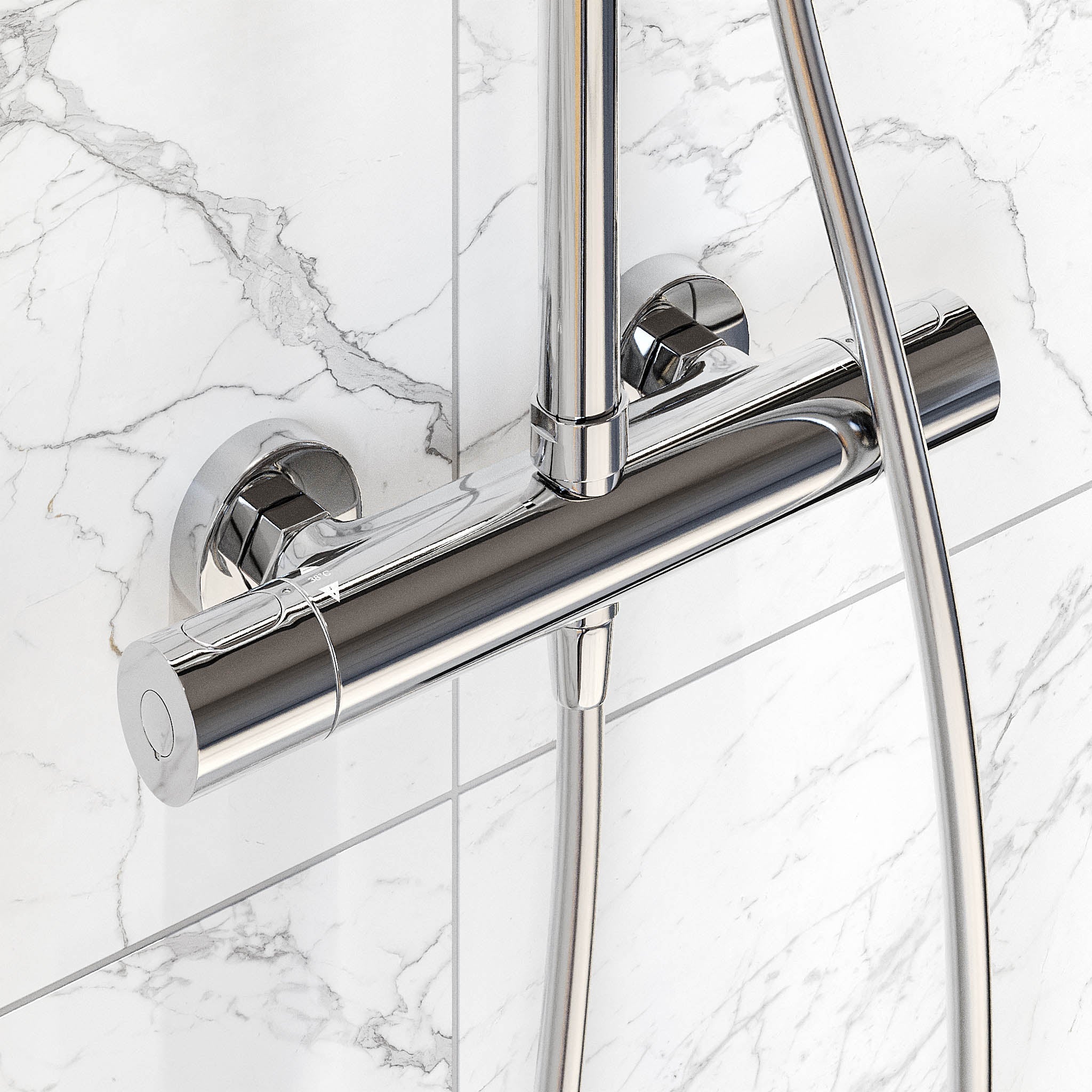 Shower system with thermostatic mixer 150mm C/C - Ø400 mm overhead shower, hand shower - chrome - Dragør - MASTERSTORE - 8595677102956 - Showersystem - 31-120-13-60-00 - 8595677102956