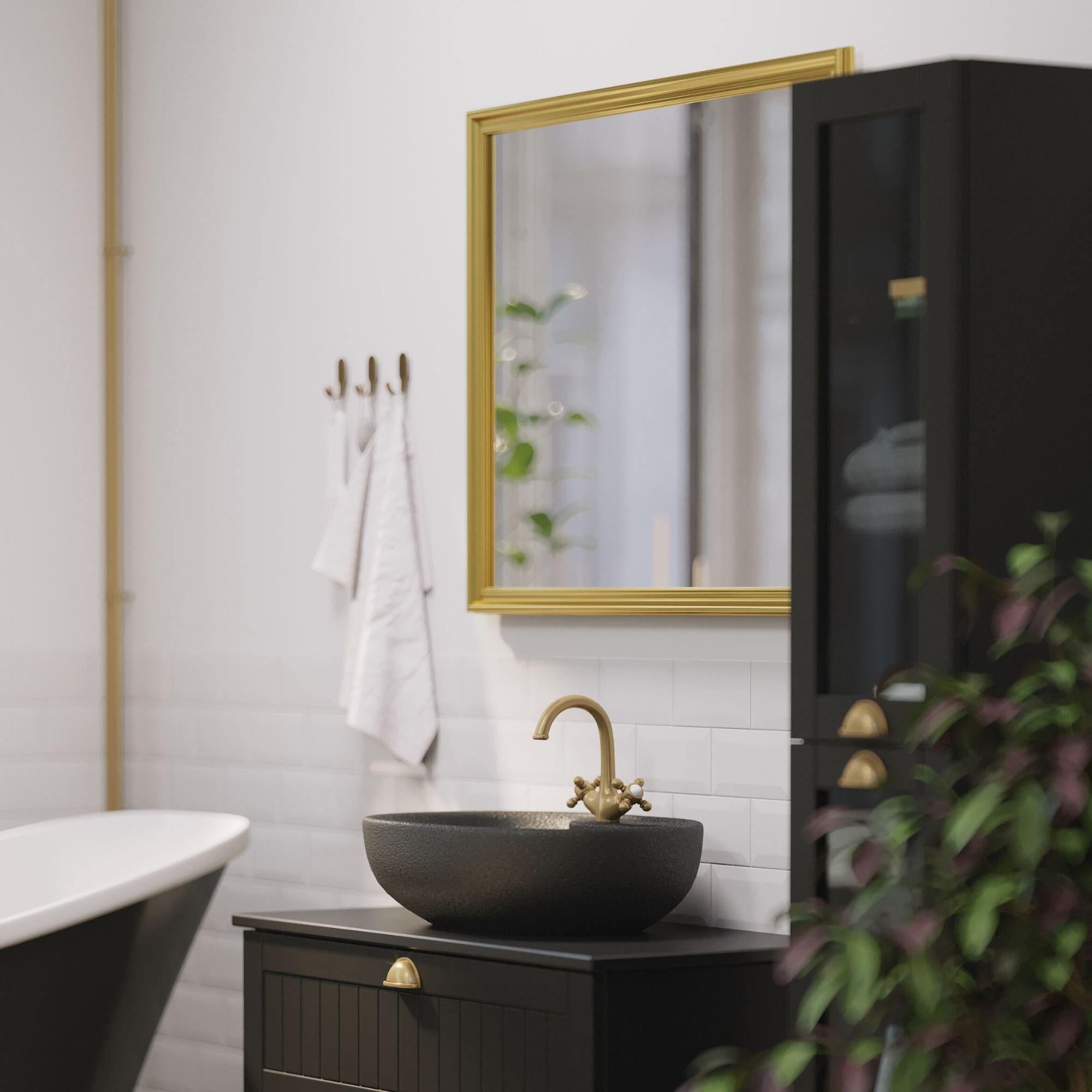 Rectangular Mirror - 90x80 cm with gold frame and wall bracket - Gedser - MASTERSTORE - 8595677103236 - Mirrors - 01-090-06-64-00 - 8595677103236