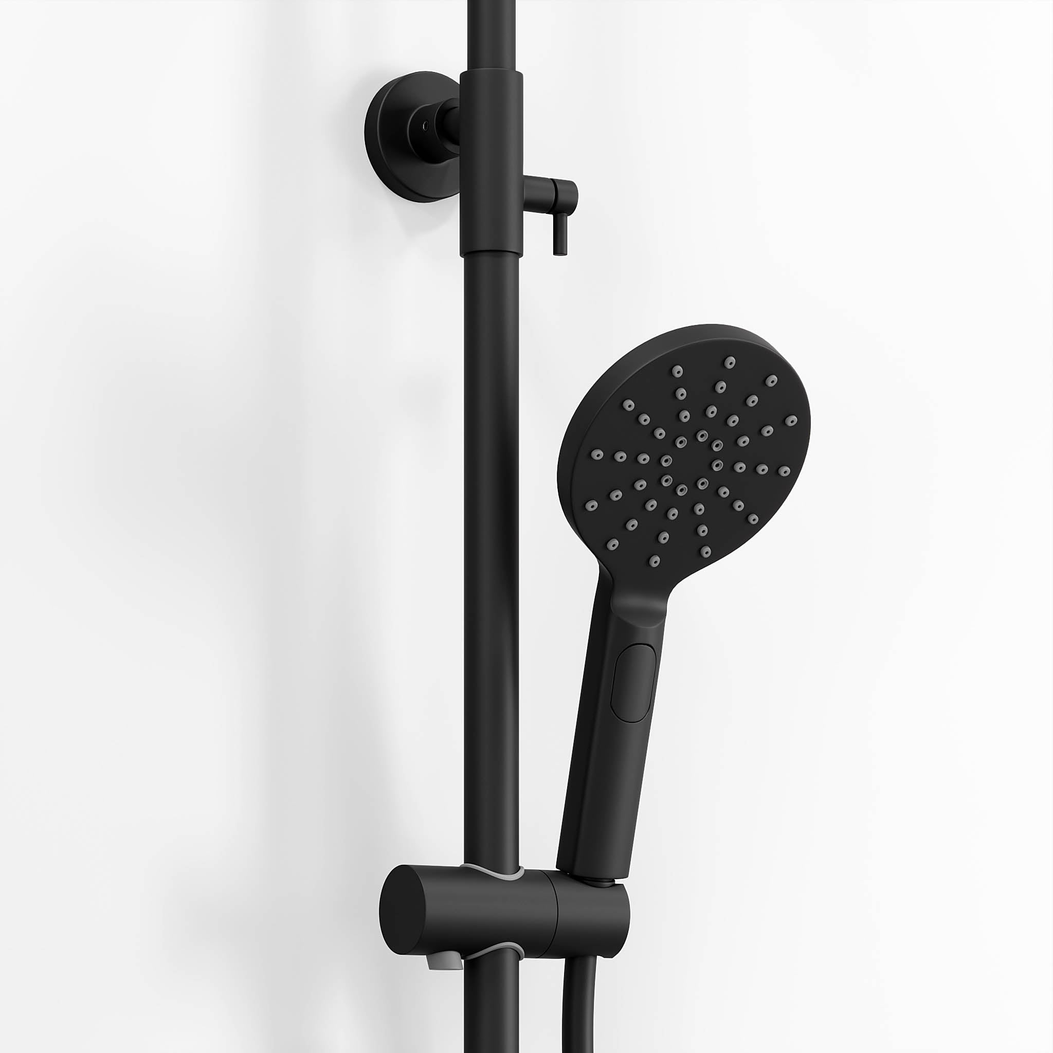 Shower system with thermostatic mixer 150mm C/C - Ø250 mm overhead shower, hand shower - matt black - Dragør - MASTERSTORE - 8595677103816 - Showersystem - 31-120-05-02-00 - 8595677103816