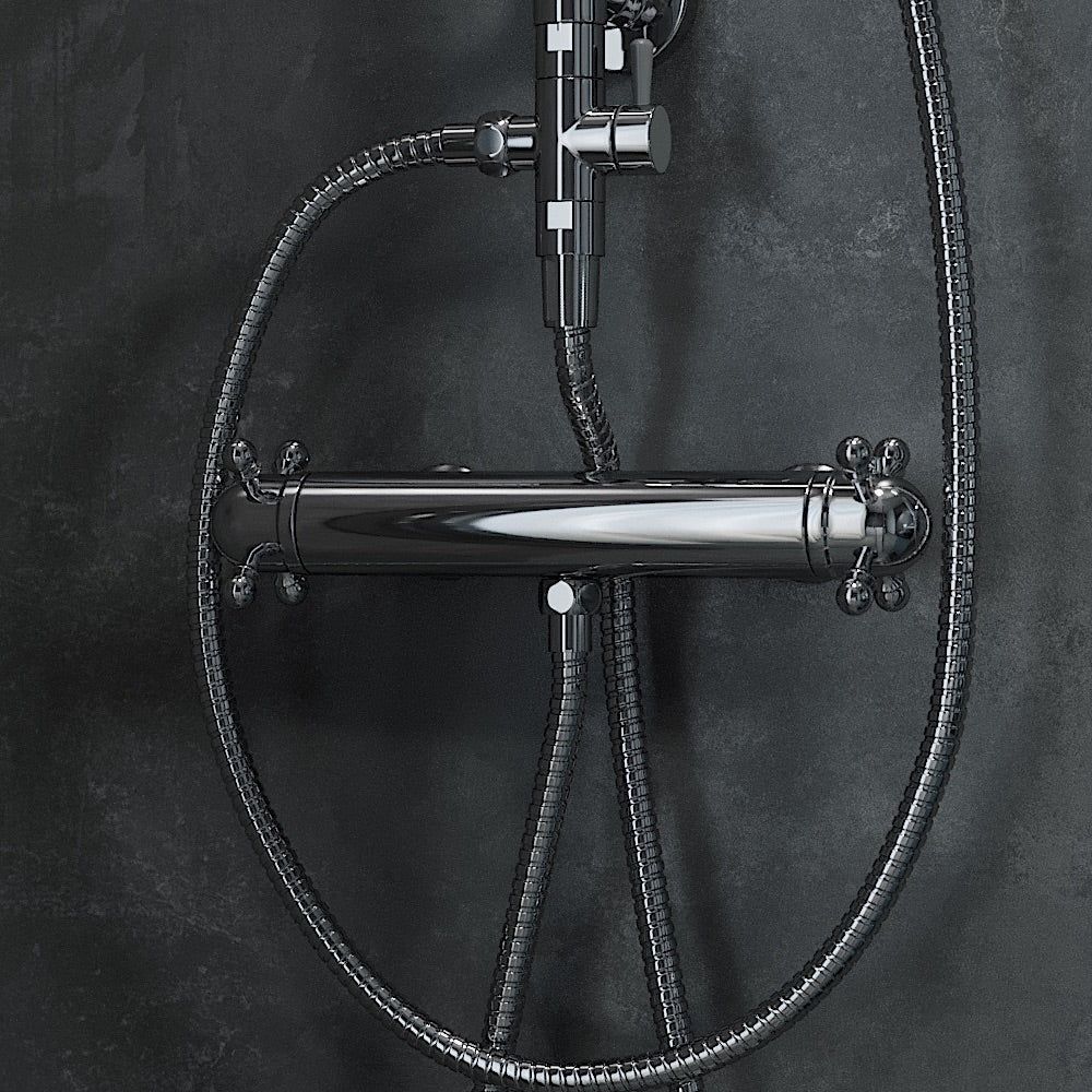 Thermostatic shower mixer with retro handle 150mm C/C - chrome - Ærøskøbing - MASTERSTORE - 8595677116380 - Shower Mixers - 28-015-03-60-00 - 8595677116380