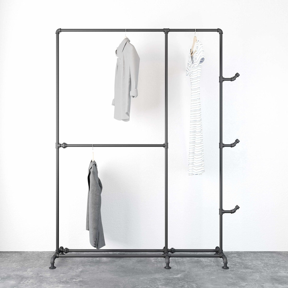 Mors, garderob, Matt svart – 152 cm