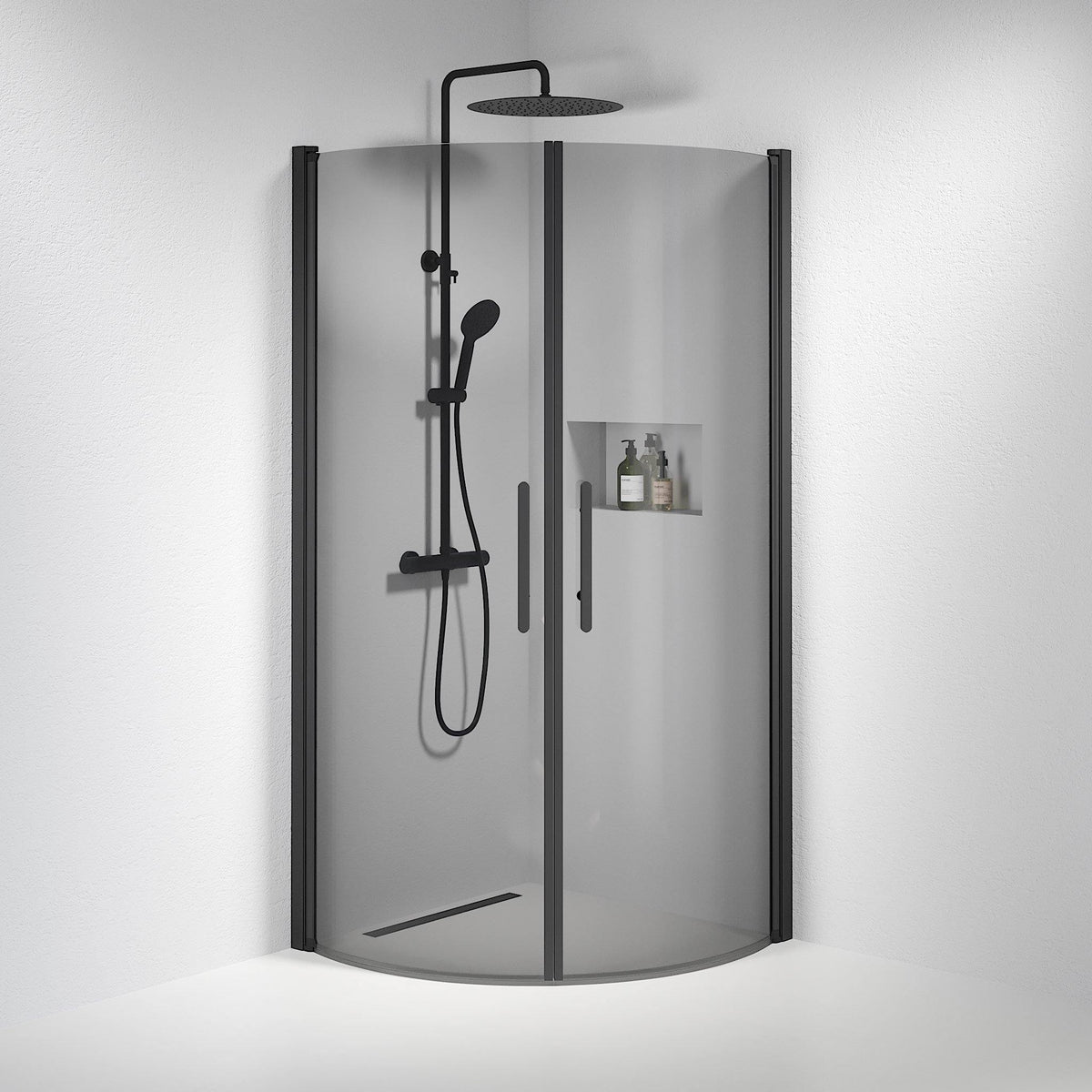 Round - Smoked, Shower Encl. Set - Round, Smoked/Black - 70 cm - MASTERSTORE - 8595677119015 - Shower Enclosure Set - Code - 35-701-02-56-00 - 8595677119015