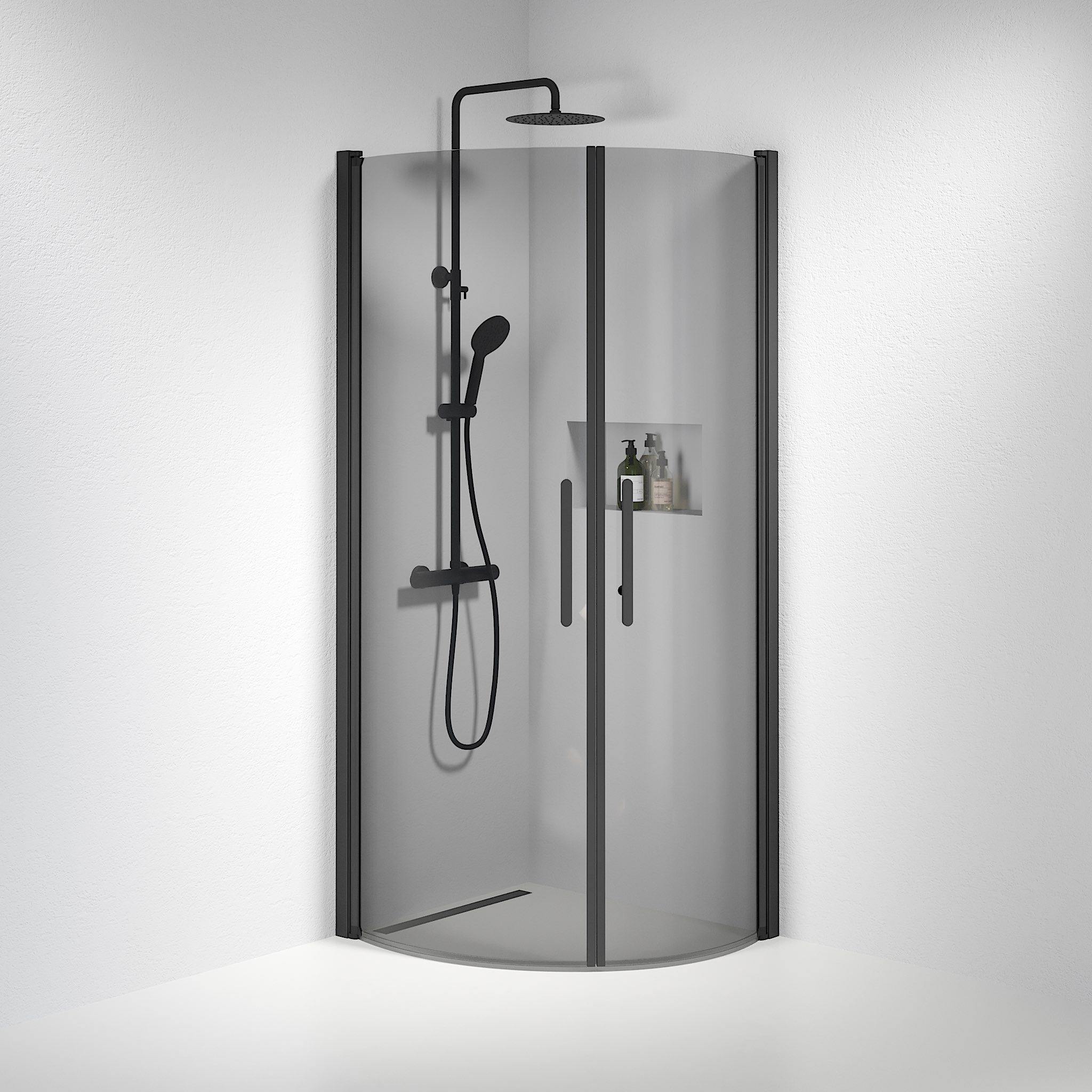 Round - Smoked, Shower Enclosure Set - Code, Smoked/Black - 70 cm - MASTERSTORE - 8595677119015 - Shower Enclosure Set - Code - 35 - 701 - 02 - 56 - 00 - 8595677119015