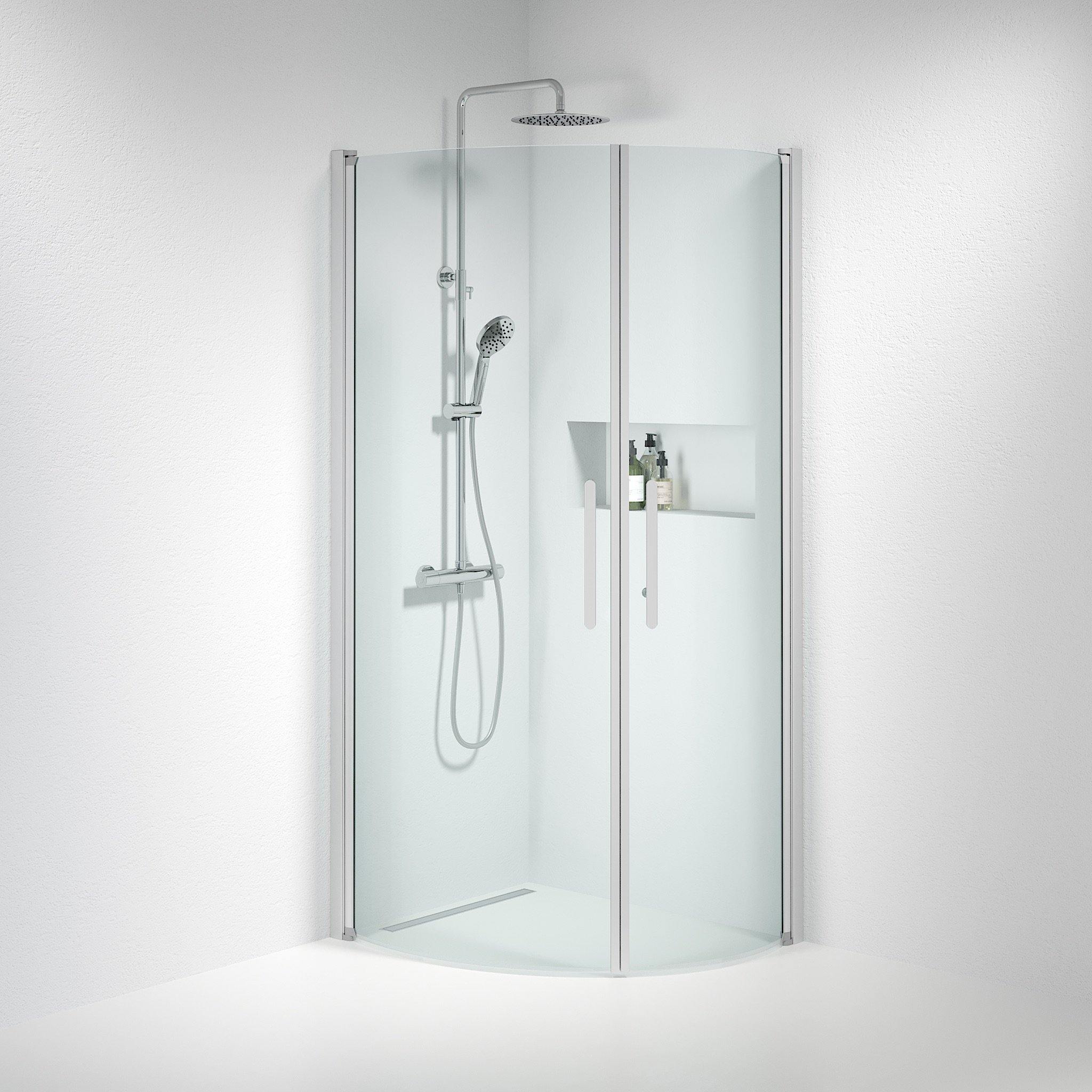 Round - Clear, Shower Enclosure Set - Code, Clear/Satin - 70 cm - MASTERSTORE - 8595677119060 - Shower Enclosure Set - Code - 35 - 701 - 67 - 50 - 00 - 8595677119060