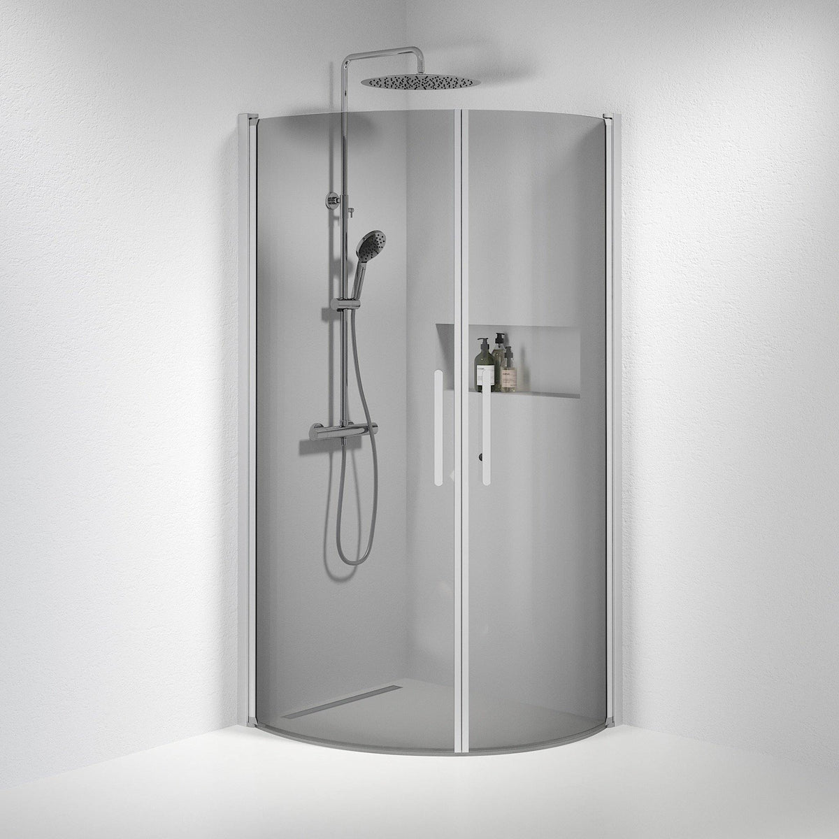 Round - Smoked, Shower Enclosure Set - Code, Smoked/Satin - 70 cm - MASTERSTORE - 8595677119091 - Shower Enclosure Set - Code - 35 - 701 - 67 - 56 - 00 - 8595677119091