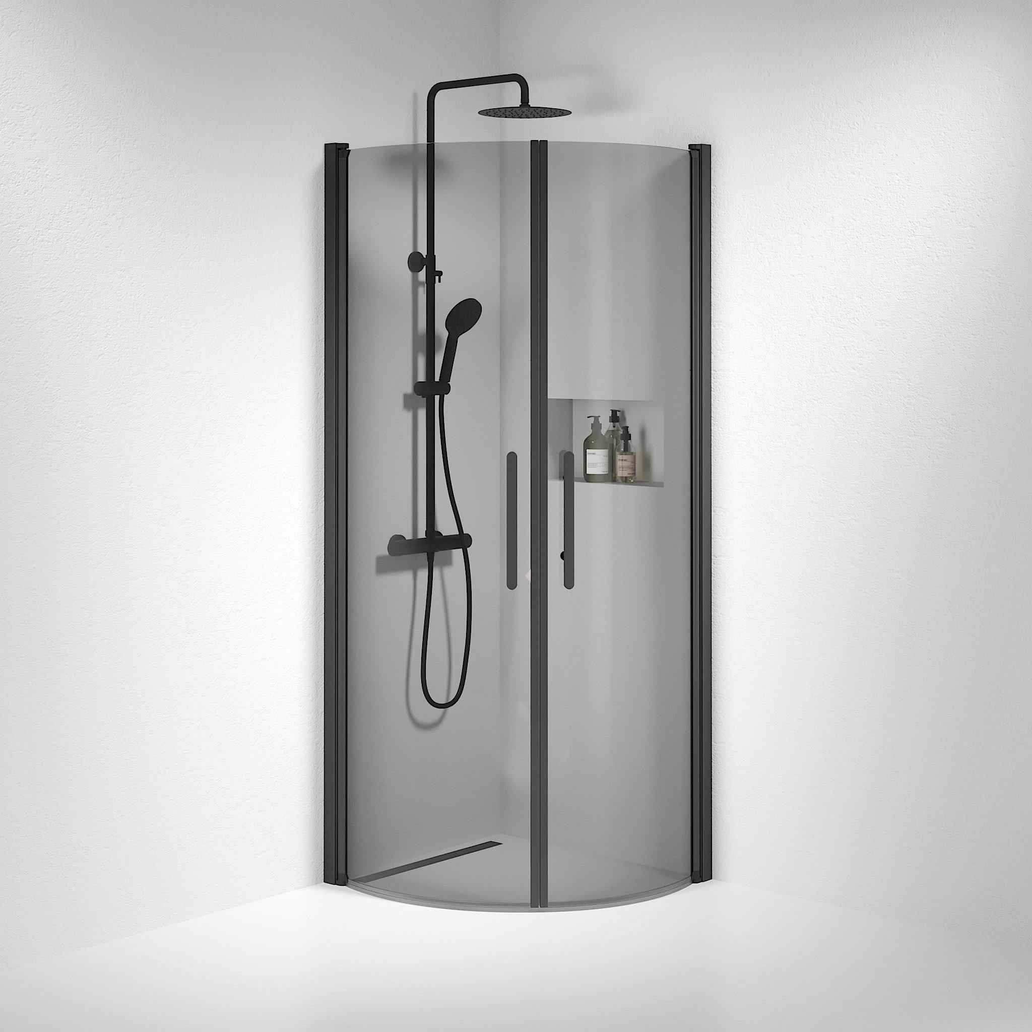 Round - Smoked, Shower Enclosure Set - Code, Smoked/Black - 70 cm - MASTERSTORE - 8595677119138 - Shower Enclosure Set - Code - 35 - 708 - 02 - 56 - 00 - 8595677119138
