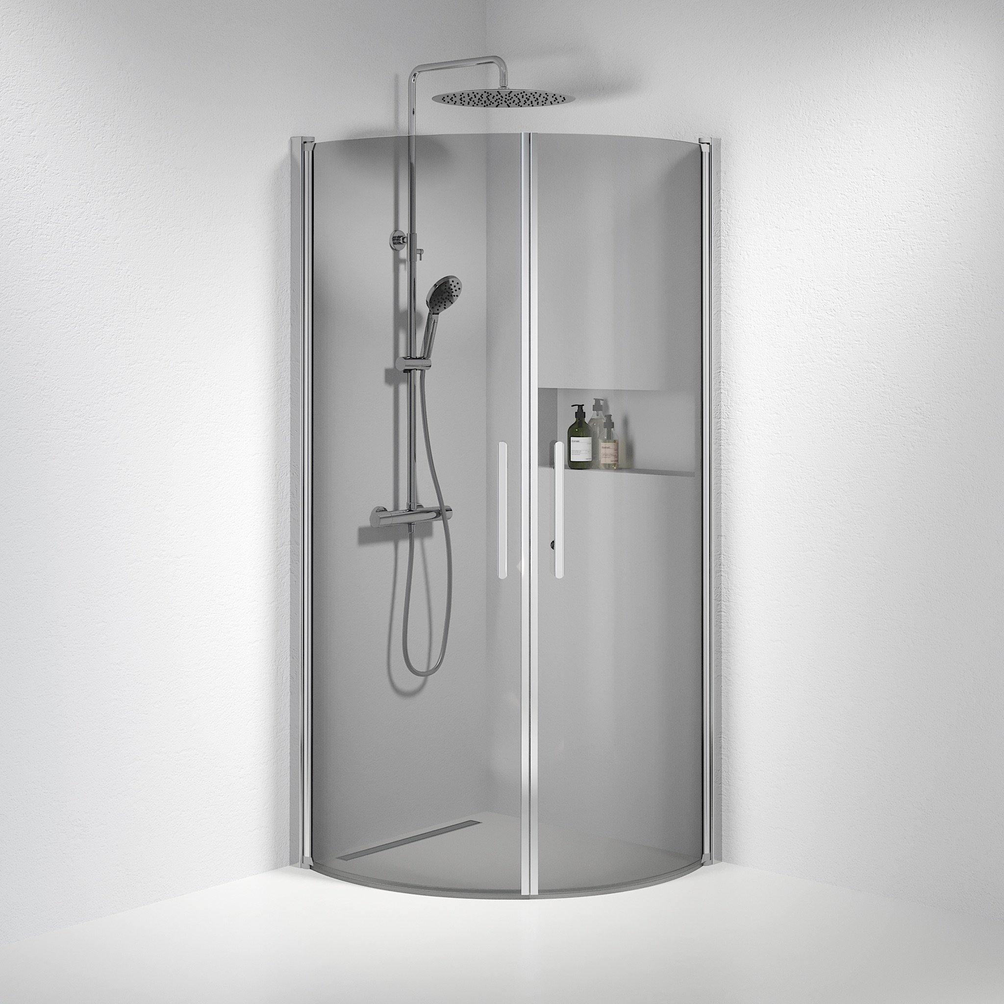 Round - Smoked, Shower Enclosure Set - Code, Smoked/Chrome - 70 cm - MASTERSTORE - 8595677119176 - Shower Enclosure Set - Code - 35 - 708 - 60 - 56 - 00 - 8595677119176