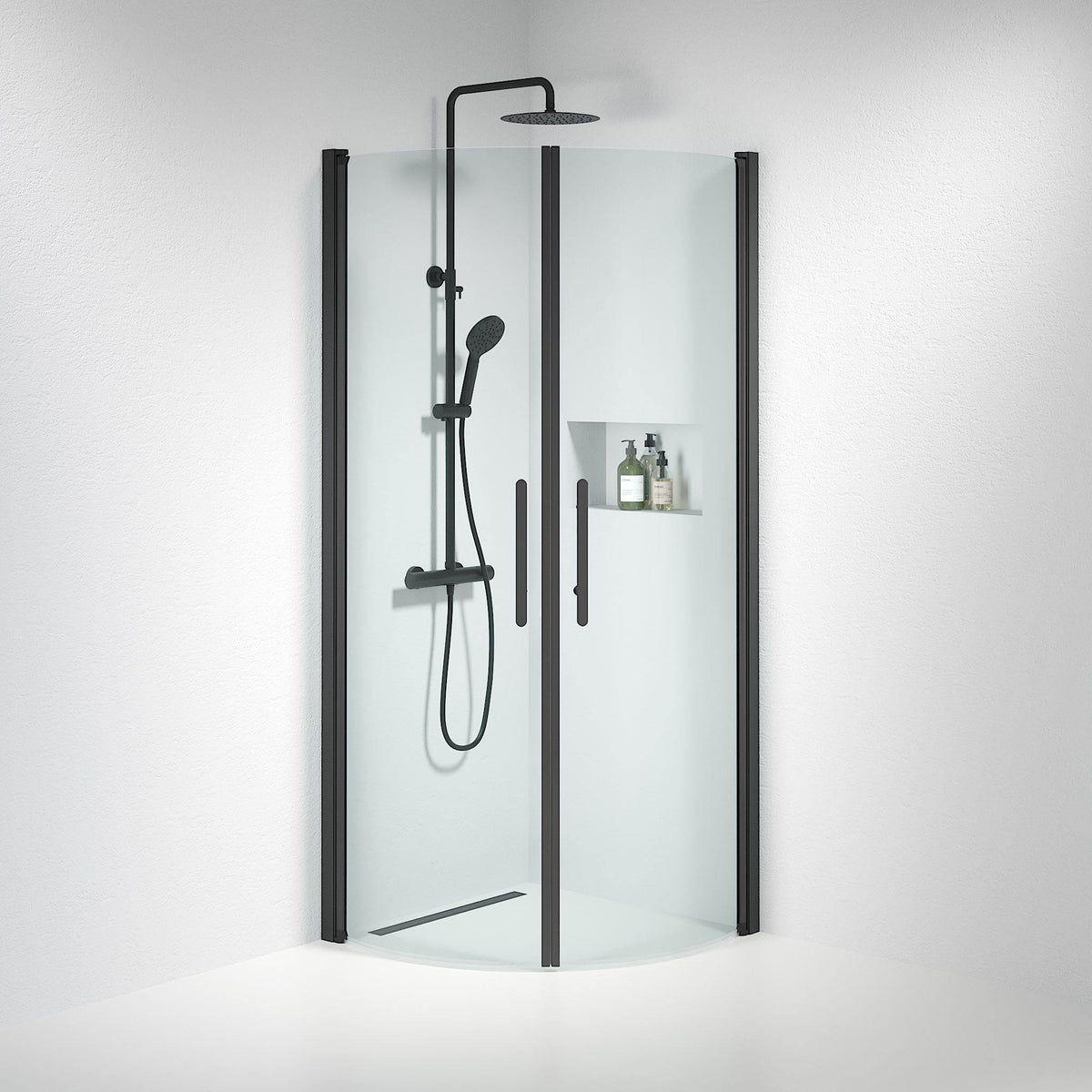 Round - Clear, Shower Enclosure Set - Code, Clear/Black - 70 cm - MASTERSTORE - 8595677119220 - Shower Enclosure Set - Code - 35 - 709 - 02 - 50 - 00 - 8595677119220