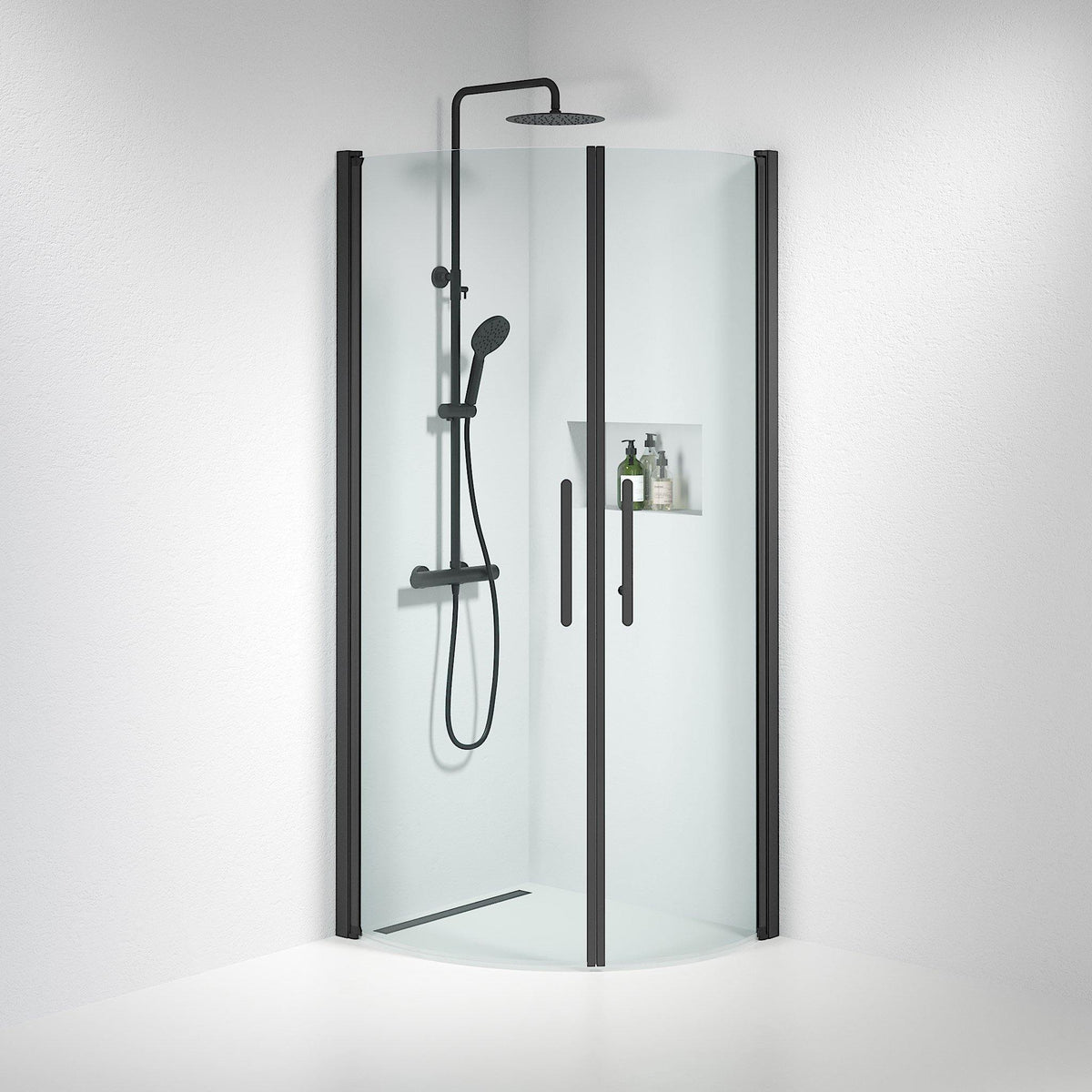 Round - Clear, Shower Enclosure Set - Code, Clear/Black - 70 cm - MASTERSTORE - 8595677119220 - Shower Enclosure Set - Code - 35 - 709 - 02 - 50 - 00 - 8595677119220