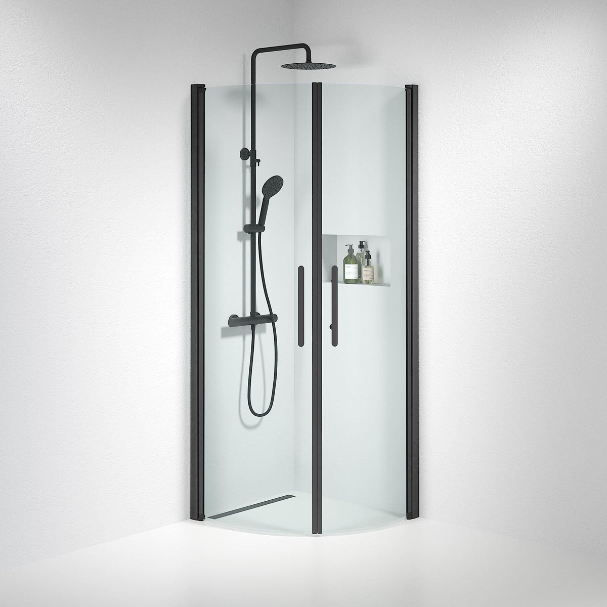 Round - Clear, Shower Enclosure Set - Code, Clear/Black - 70 cm - MASTERSTORE - 8595677119220 - Shower Enclosure Set - Code - 35 - 709 - 02 - 50 - 00 - 8595677119220