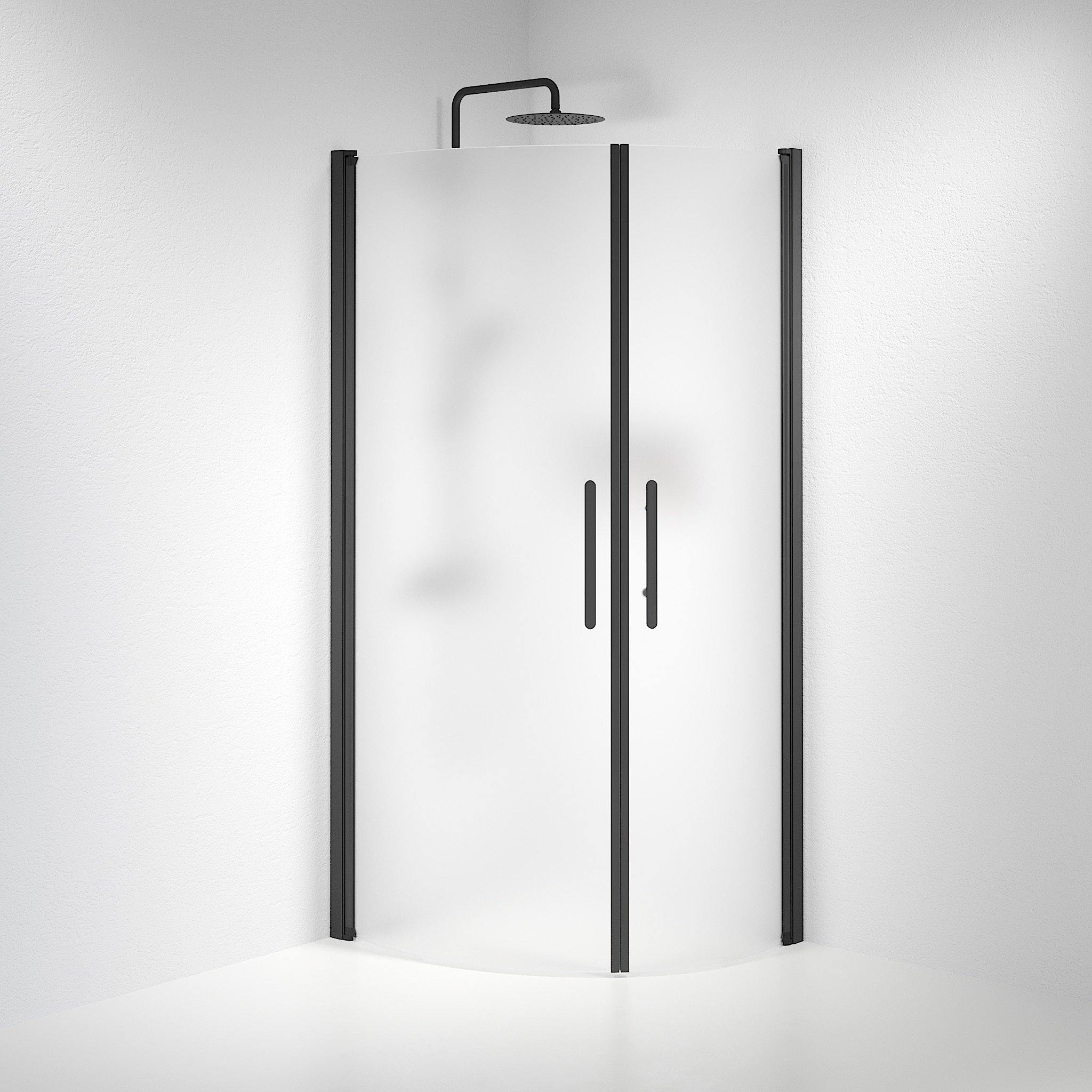 Round - Frosted, Shower Enclosure Set - Code, Matt/Black - 70 cm - MASTERSTORE - 8595677119244 - Shower Enclosure Set - Code - 35 - 709 - 02 - 55 - 00 - 8595677119244