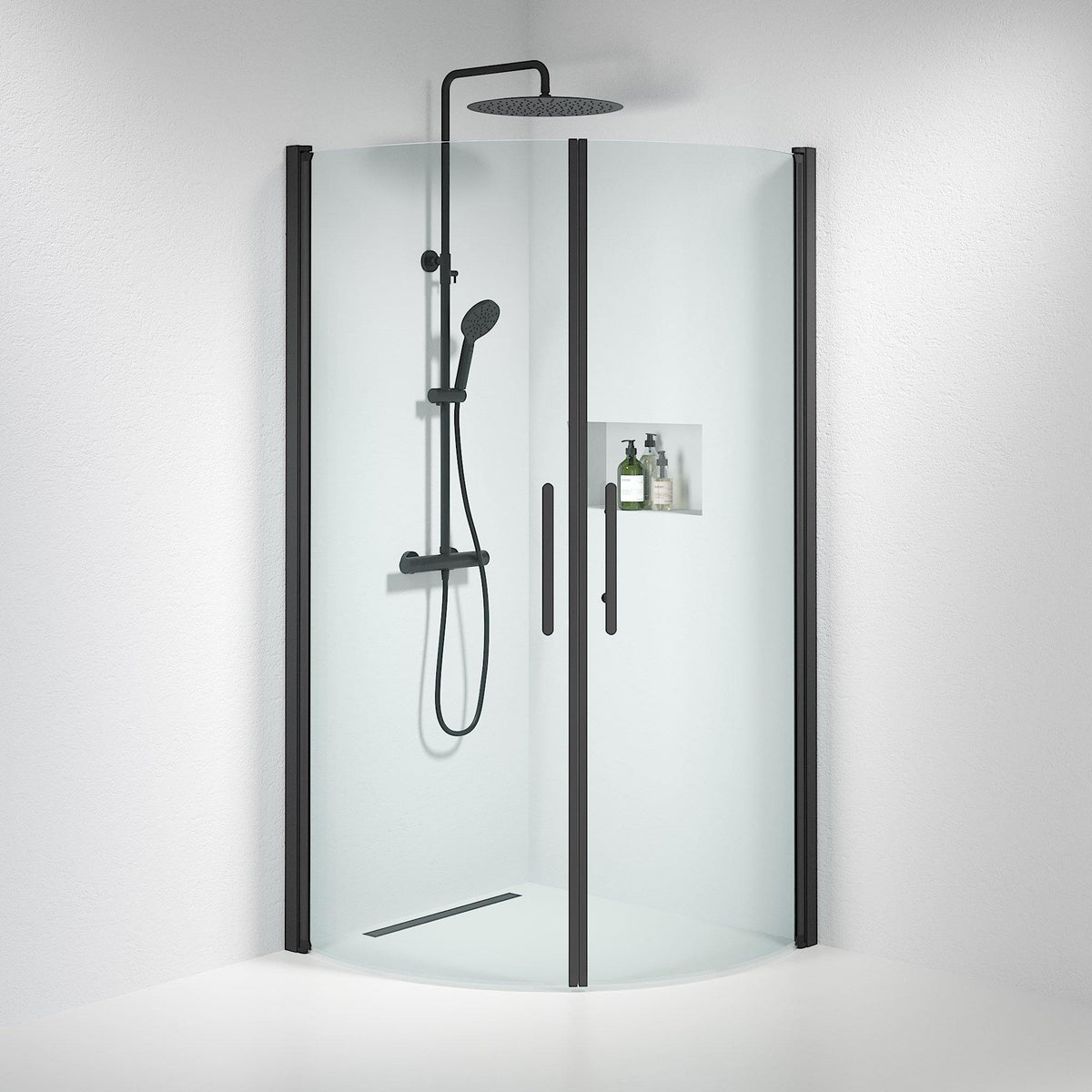Round - Clear, Shower Enclosure Set - Code, Clear/Black - 80 cm - MASTERSTORE - 8595677119343 - Shower Enclosure Set - Code - 35 - 801 - 02 - 50 - 00 - 8595677119343