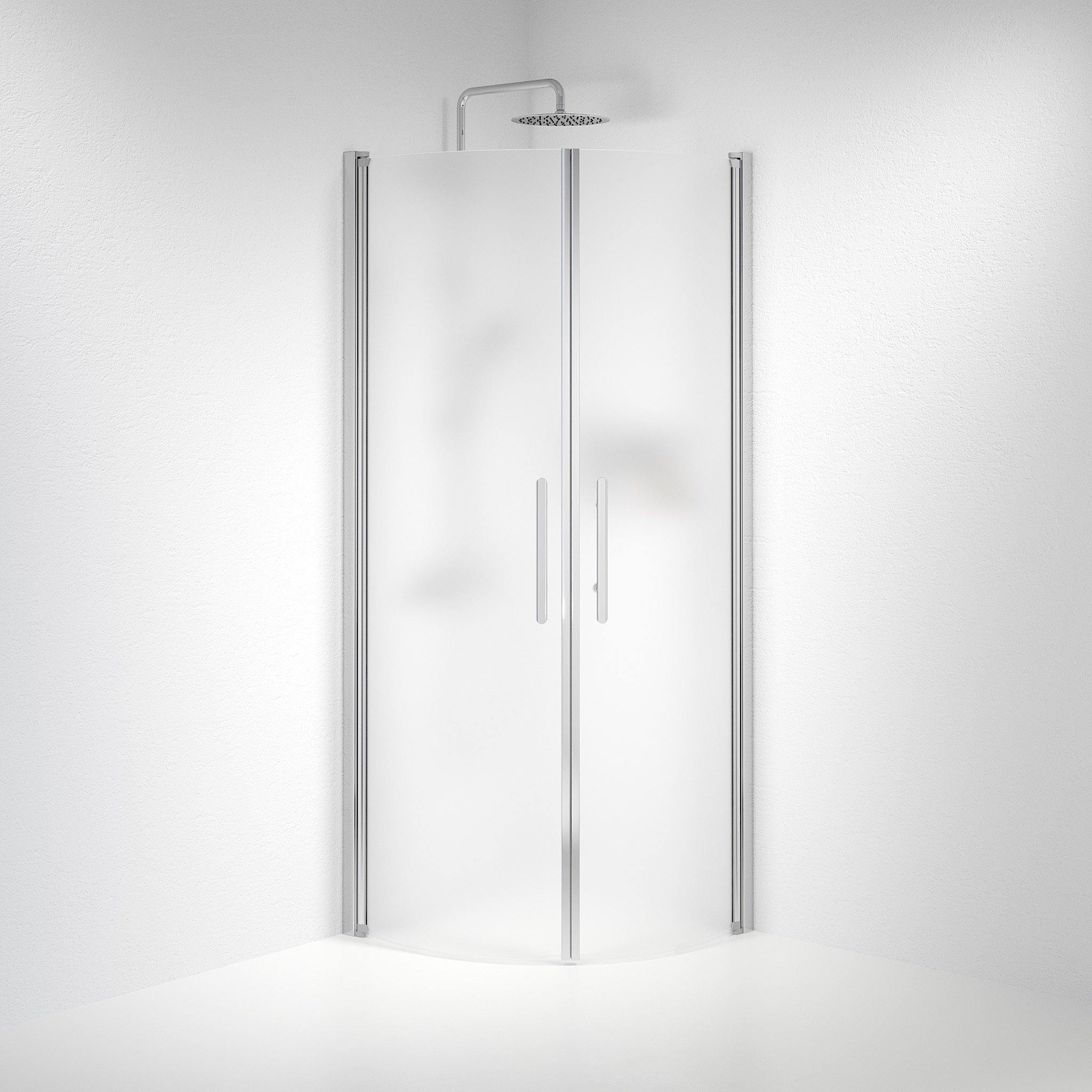 Round - Frosted, Shower Enclosure Set - Code, Matt/Chrome - 80 cm - MASTERSTORE - 8595677119404 - Shower Enclosure Set - Code - 35 - 801 - 60 - 55 - 00 - 8595677119404