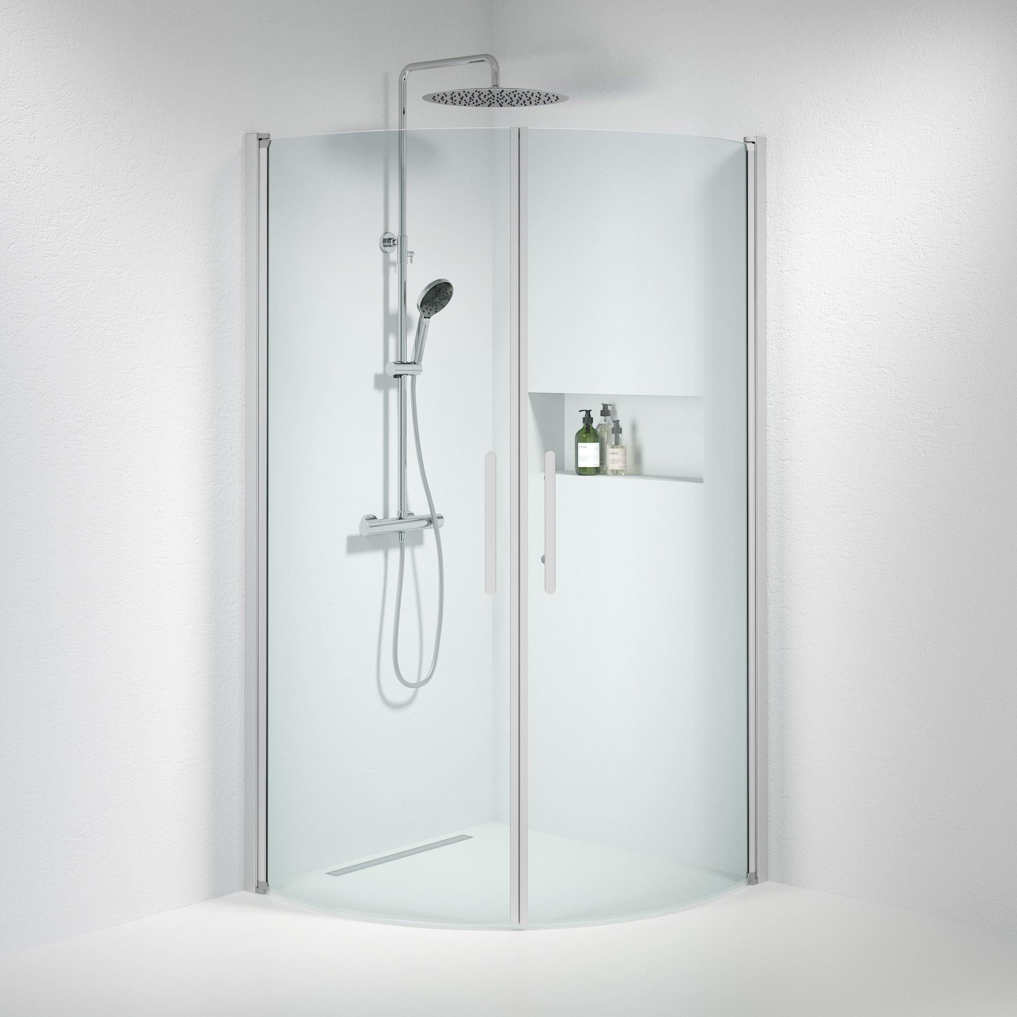 Round - Clear, Shower Enclosure Set - Code, Clear/Satin - 80 cm - MASTERSTORE - 8595677119428 - Shower Enclosure Set - Code - 35 - 801 - 67 - 50 - 00 - 8595677119428