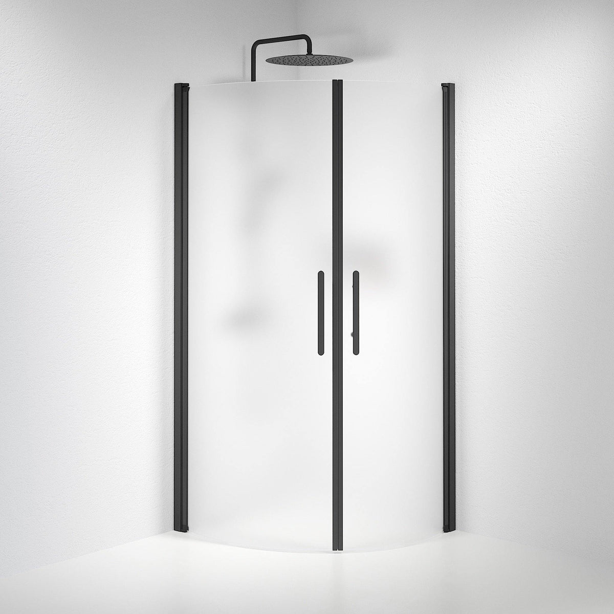 Round - Frosted, Shower Enclosure Set - Code, Matt/Black - 80 cm - MASTERSTORE - 8595677119480 - Shower Enclosure Set - Code - 35 - 808 - 02 - 55 - 00 - 8595677119480