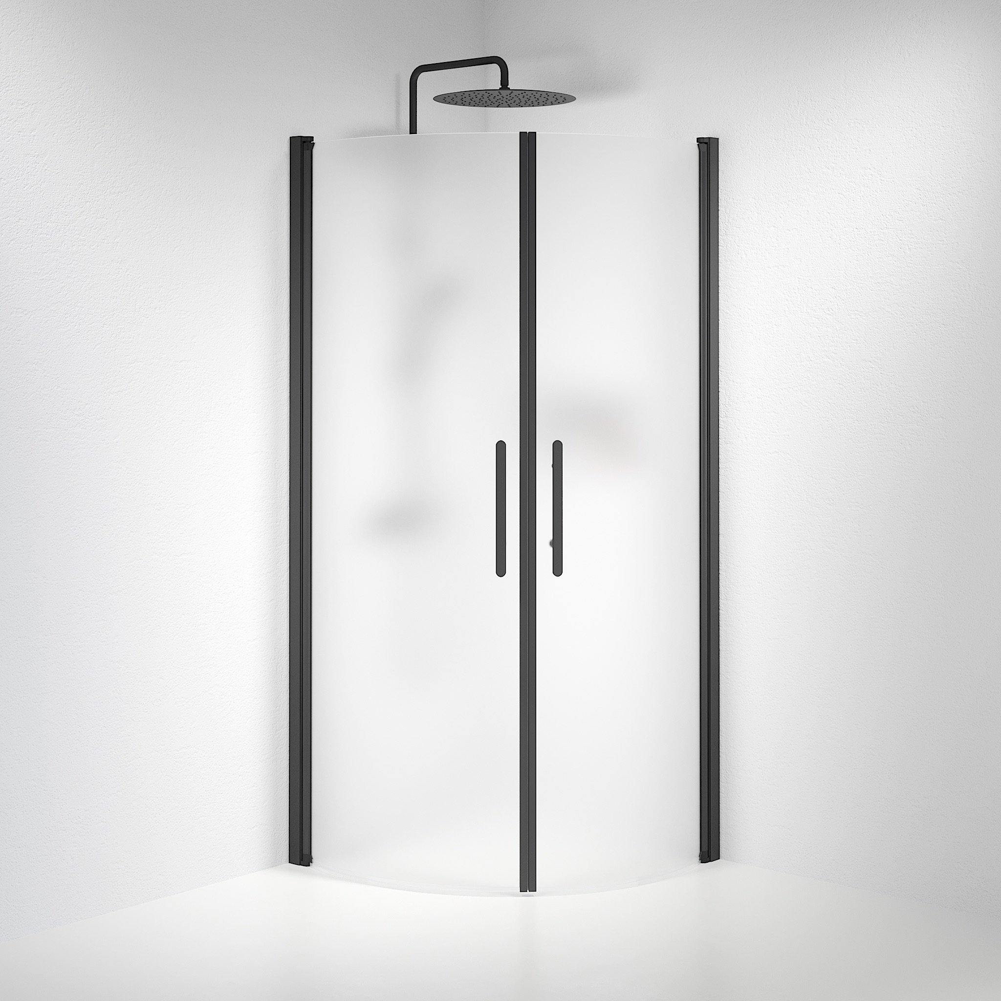 Round - Frosted, Shower Enclosure Set - Code, Matt/Black - 80 cm - MASTERSTORE - 8595677119480 - Shower Enclosure Set - Code - 35 - 808 - 02 - 55 - 00 - 8595677119480