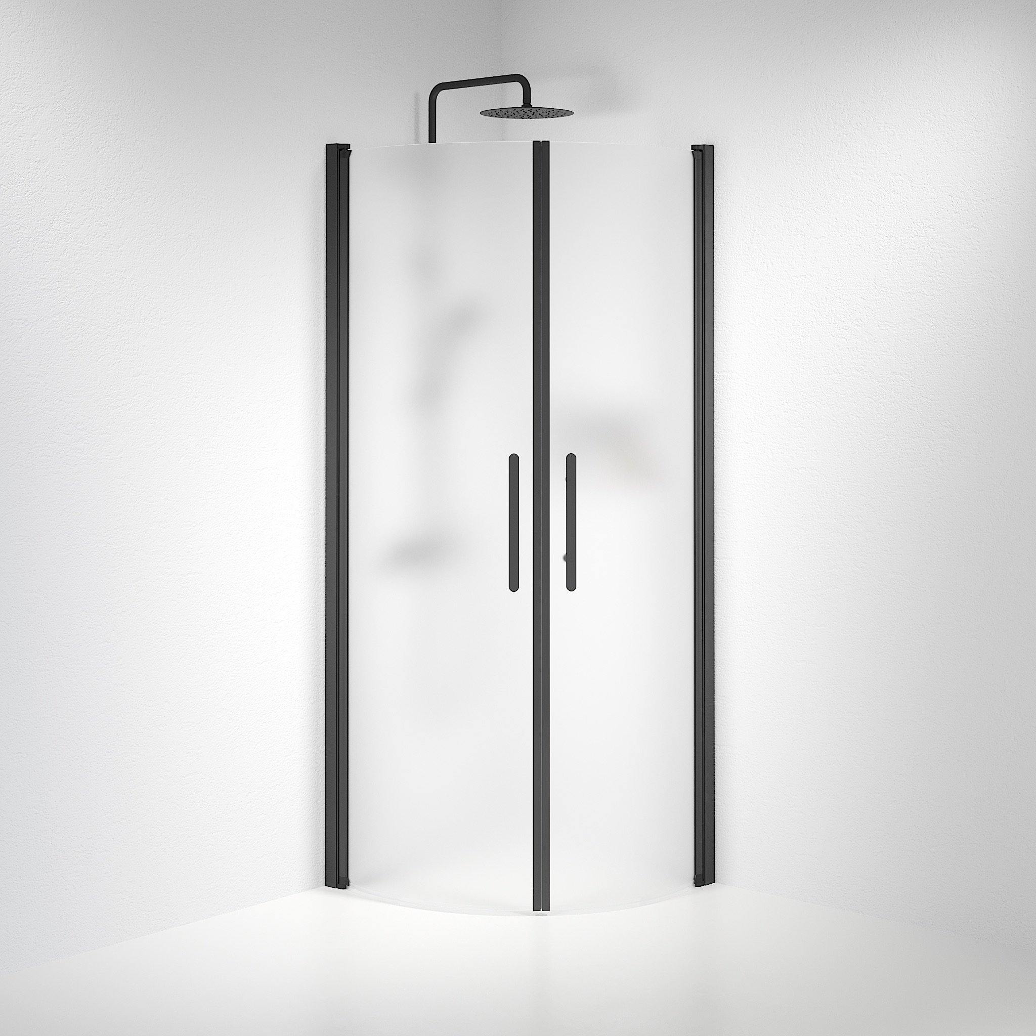 Round - Frosted, Shower Enclosure Set - Code, Matt/Black - 80 cm - MASTERSTORE - 8595677119480 - Shower Enclosure Set - Code - 35 - 808 - 02 - 55 - 00 - 8595677119480