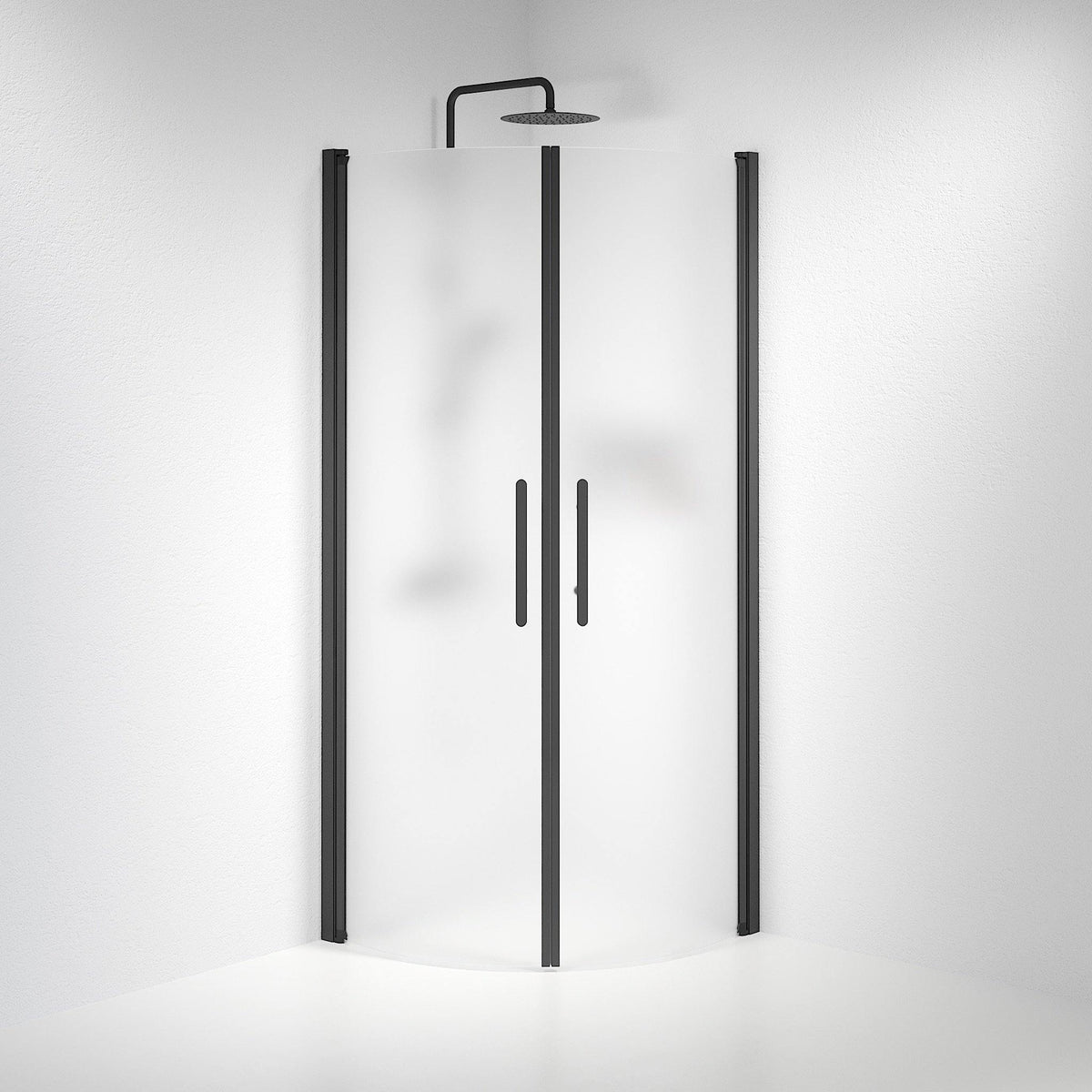Round - Frosted, Shower Enclosure Set - Code, Matt/Black - 80 cm - MASTERSTORE - 8595677119480 - Shower Enclosure Set - Code - 35 - 808 - 02 - 55 - 00 - 8595677119480