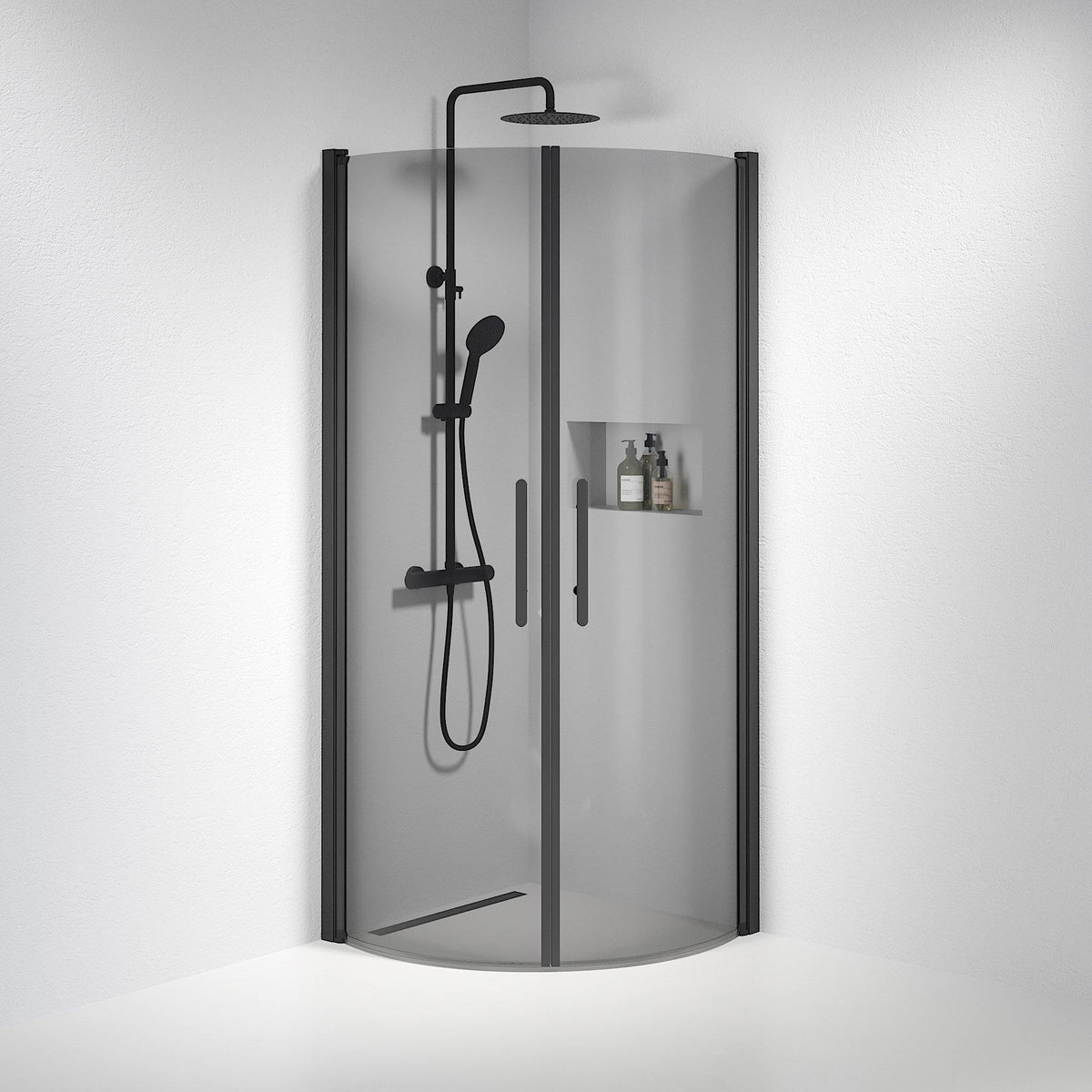 Round - Smoked, Shower Enclosure Set - Code, Smoked/Black - 80 cm - MASTERSTORE - 8595677119497 - Shower Enclosure Set - Code - 35 - 808 - 02 - 56 - 00 - 8595677119497