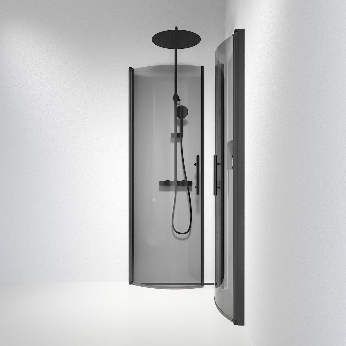 Round - Smoked, Shower Enclosure Set - Code, Smoked/Black - 80 cm - MASTERSTORE - 8595677119497 - Shower Enclosure Set - Code - 35 - 808 - 02 - 56 - 00 - 8595677119497