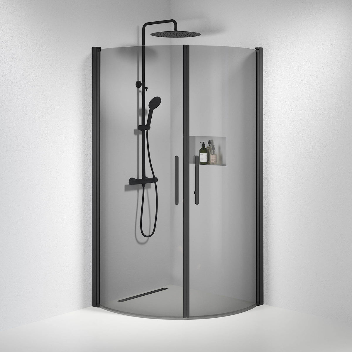 Round - Smoked, Shower Enclosure Set - Code, Smoked/Black - 80 cm - MASTERSTORE - 8595677119497 - Shower Enclosure Set - Code - 35 - 808 - 02 - 56 - 00 - 8595677119497