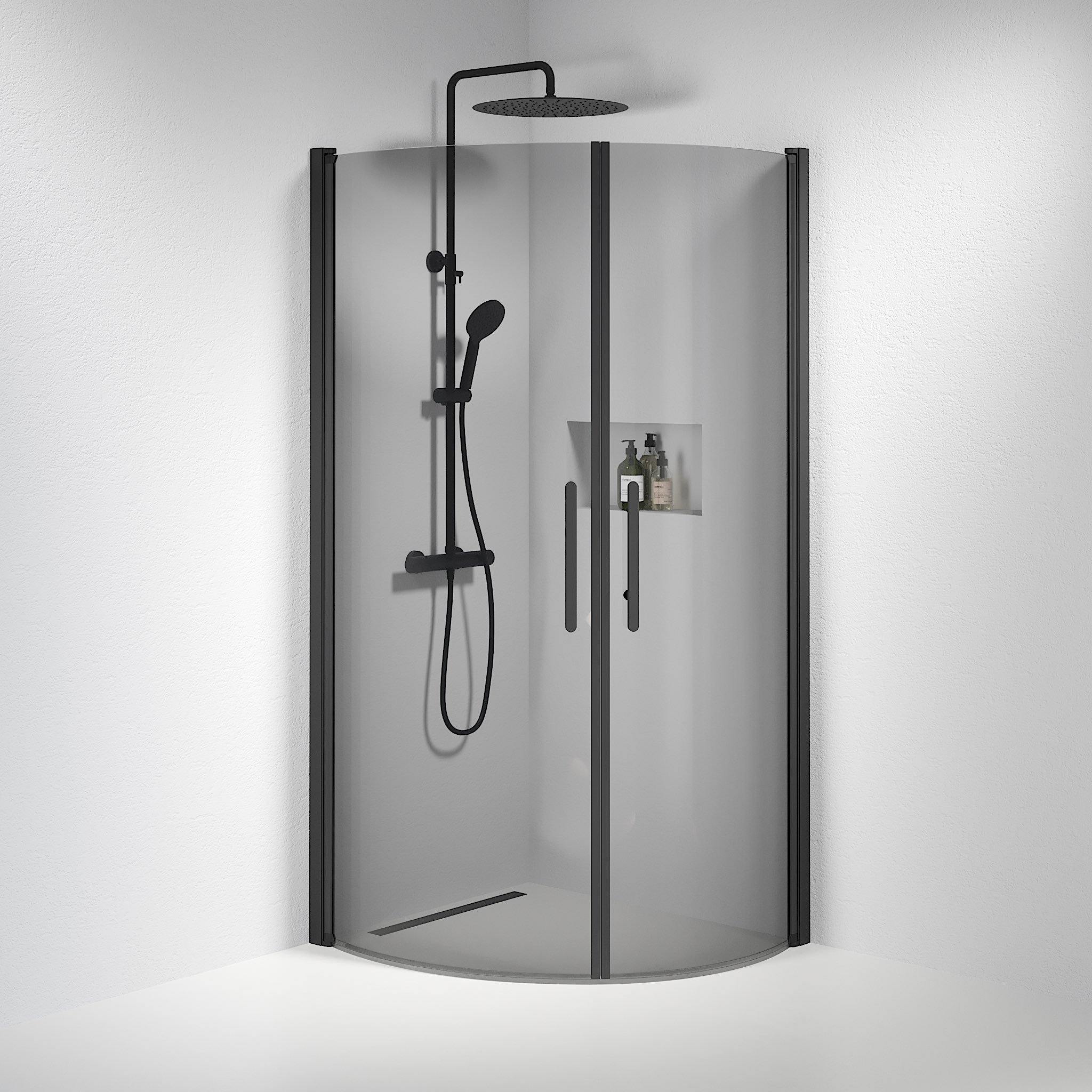 Round - Smoked, Shower Enclosure Set - Code, Smoked/Black - 80 cm - MASTERSTORE - 8595677119497 - Shower Enclosure Set - Code - 35 - 808 - 02 - 56 - 00 - 8595677119497