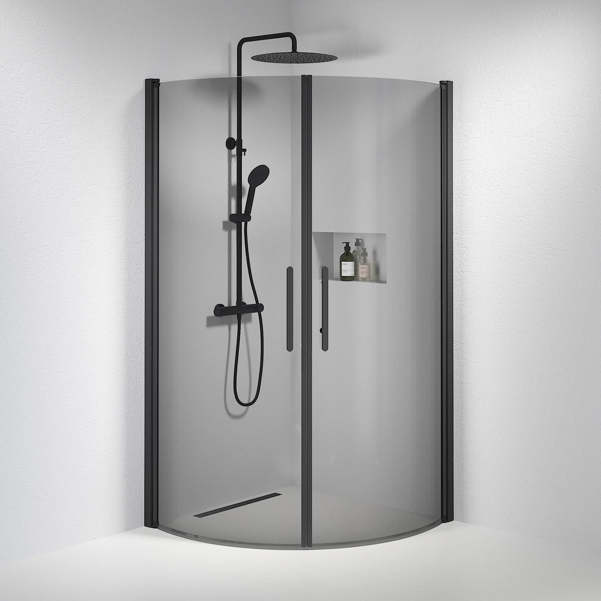 Round - Smoked, Shower Enclosure Set - Code, Smoked/Black - 80 cm - MASTERSTORE - 8595677119497 - Shower Enclosure Set - Code - 35 - 808 - 02 - 56 - 00 - 8595677119497