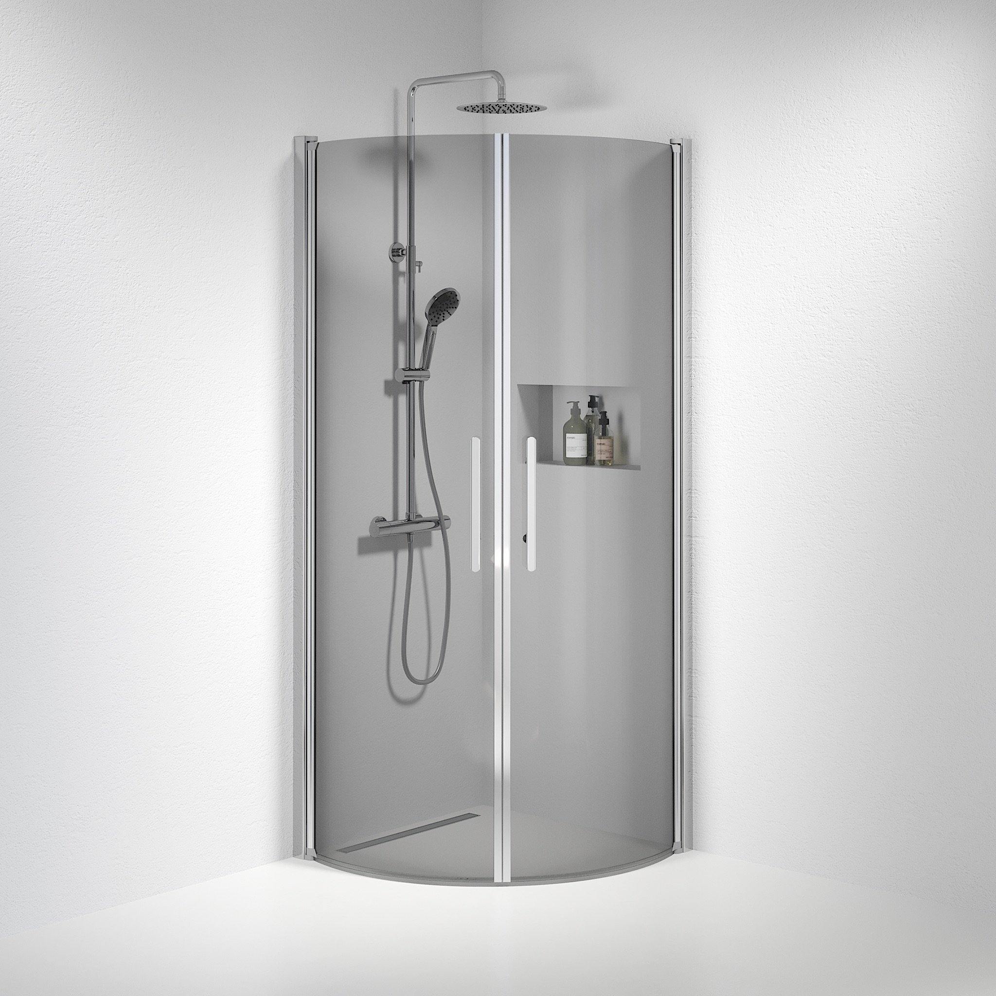 Round - Smoked, Shower Enclosure Set - Code, Smoked/Chrome - 80 cm - MASTERSTORE - 8595677119534 - Shower Enclosure Set - Code - 35 - 808 - 60 - 56 - 00 - 8595677119534