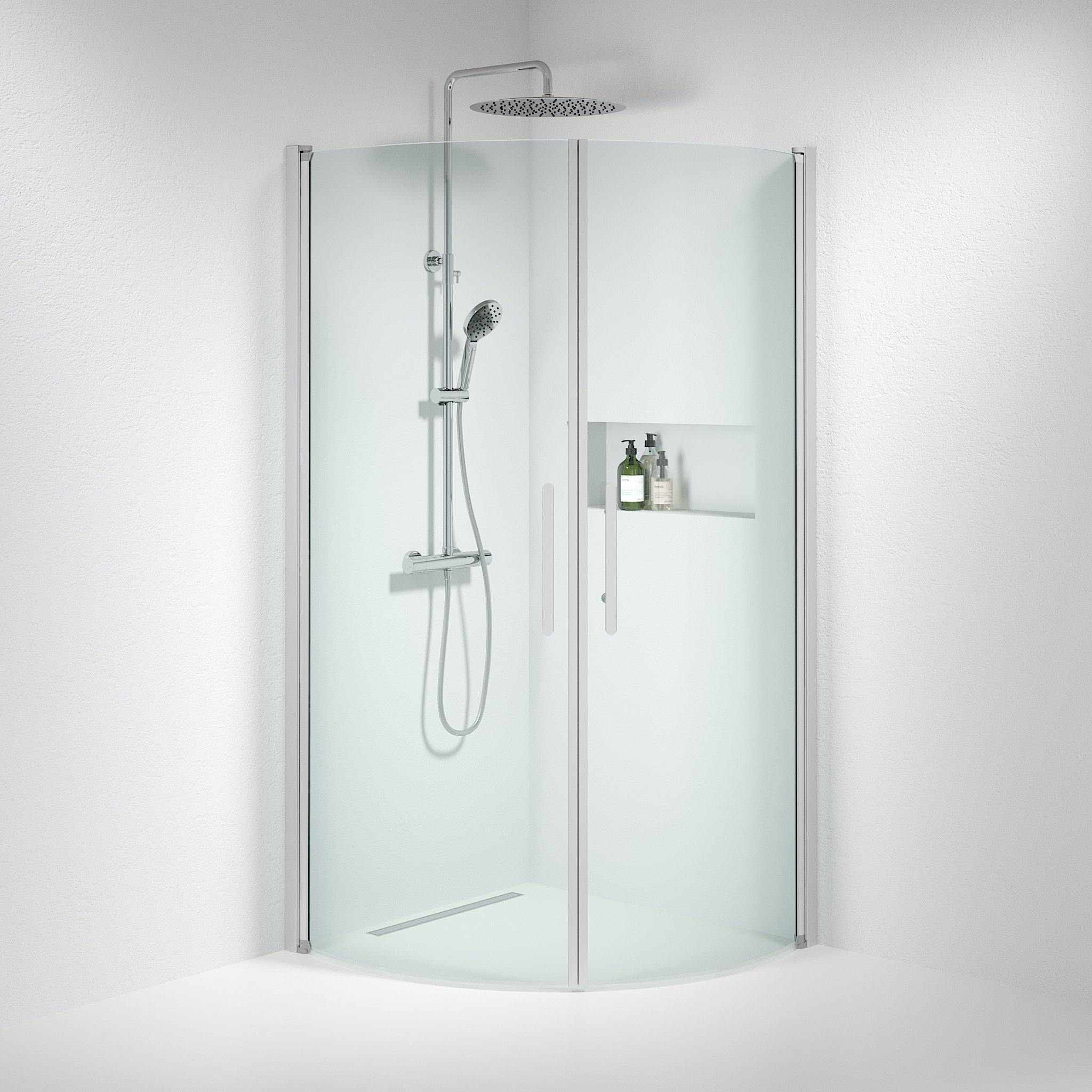 Round - Clear, Shower Enclosure Set - Code, Clear/Satin - 80 cm - MASTERSTORE - 8595677119541 - Shower Enclosure Set - Code - 35 - 808 - 67 - 50 - 00 - 8595677119541