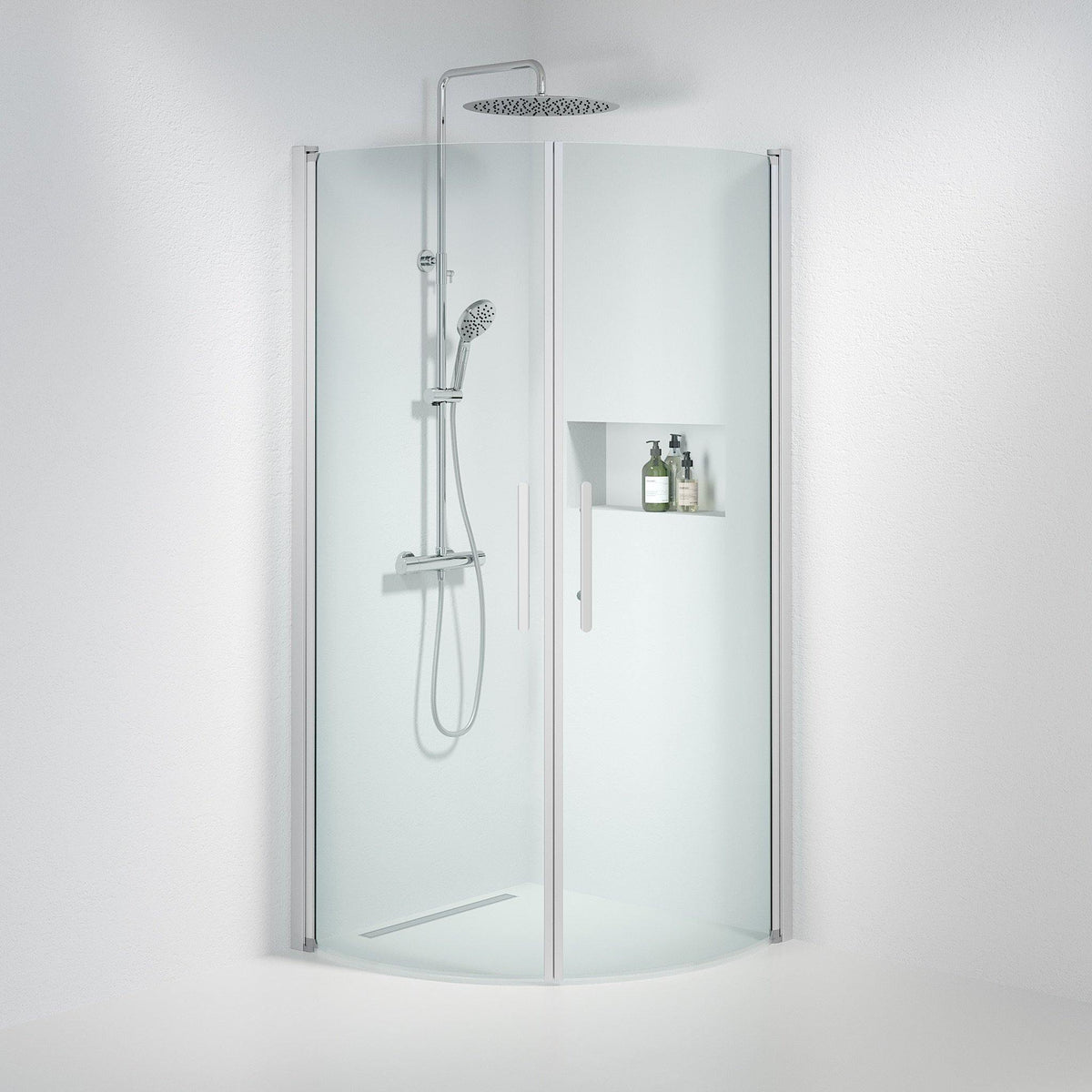 Round - Clear, Shower Enclosure Set - Code, Clear/Satin - 80 cm - MASTERSTORE - 8595677119541 - Shower Enclosure Set - Code - 35 - 808 - 67 - 50 - 00 - 8595677119541