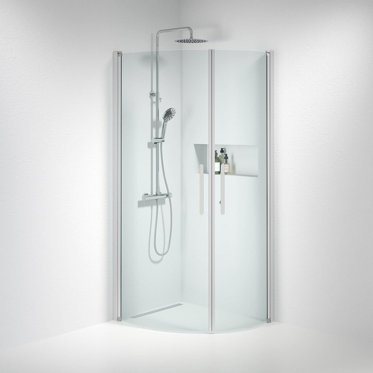Round - Clear, Shower Enclosure Set - Code, Clear/Satin - 80 cm - MASTERSTORE - 8595677119541 - Shower Enclosure Set - Code - 35 - 808 - 67 - 50 - 00 - 8595677119541