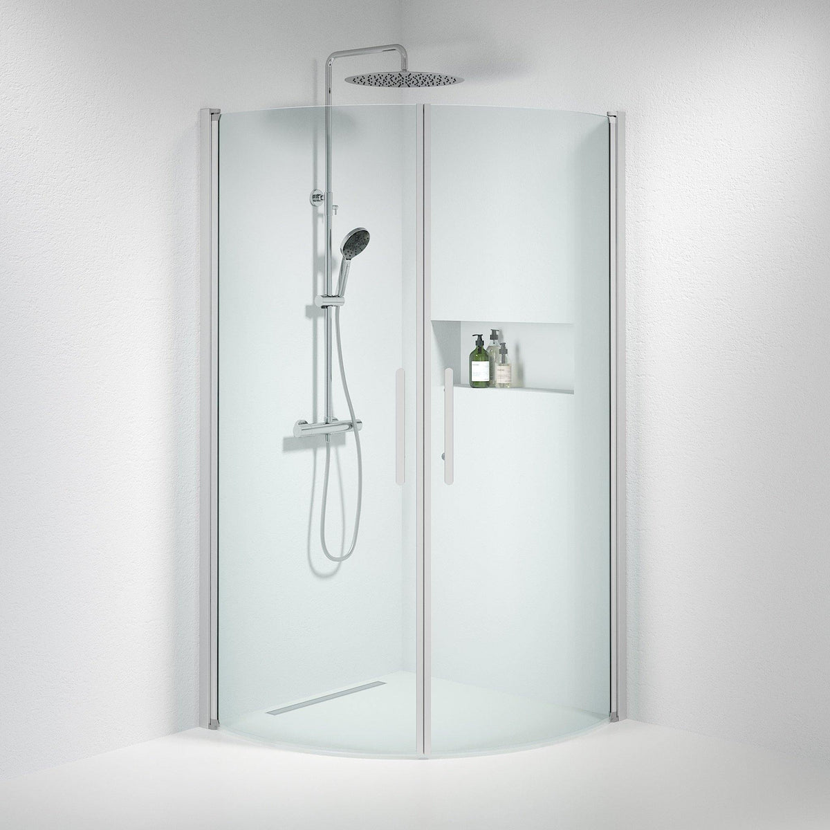 Round - Clear, Shower Enclosure Set - Code, Clear/Satin - 80 cm - MASTERSTORE - 8595677119541 - Shower Enclosure Set - Code - 35 - 808 - 67 - 50 - 00 - 8595677119541